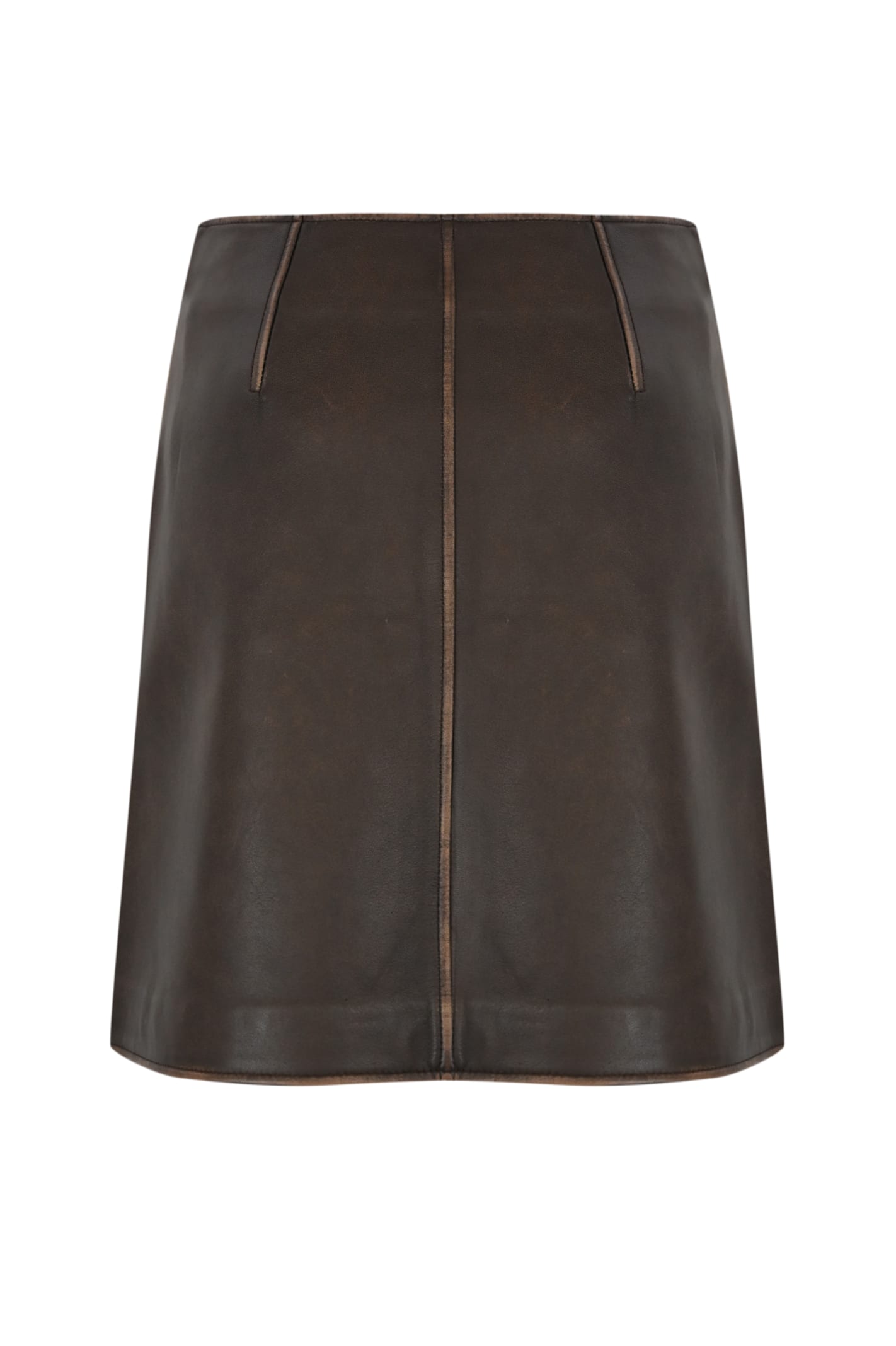 Shop Weekend Max Mara Zelia Leather Skirt In Testa Di Moro