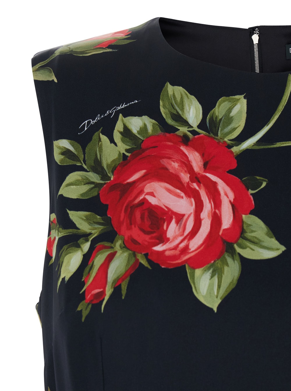 Dolce & Gabbana Women Black Dress With All-over Floral Print In Silk Woman In Multi