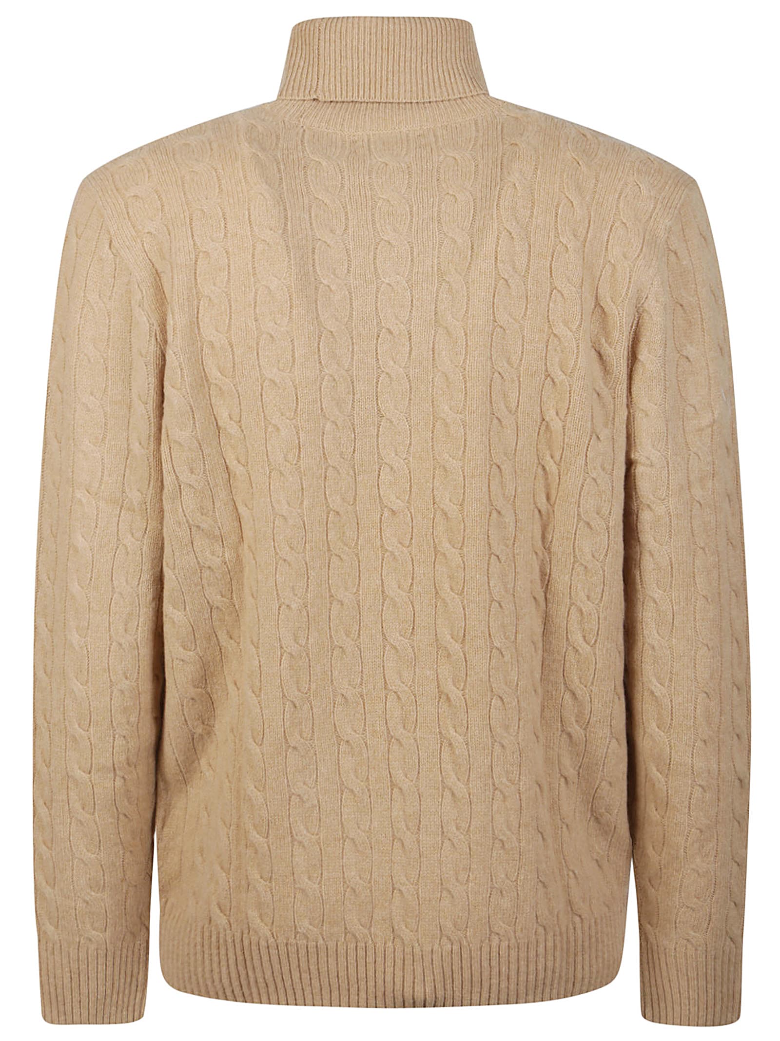 Shop Polo Ralph Lauren Turtle Neck Sweater In Camel Melange