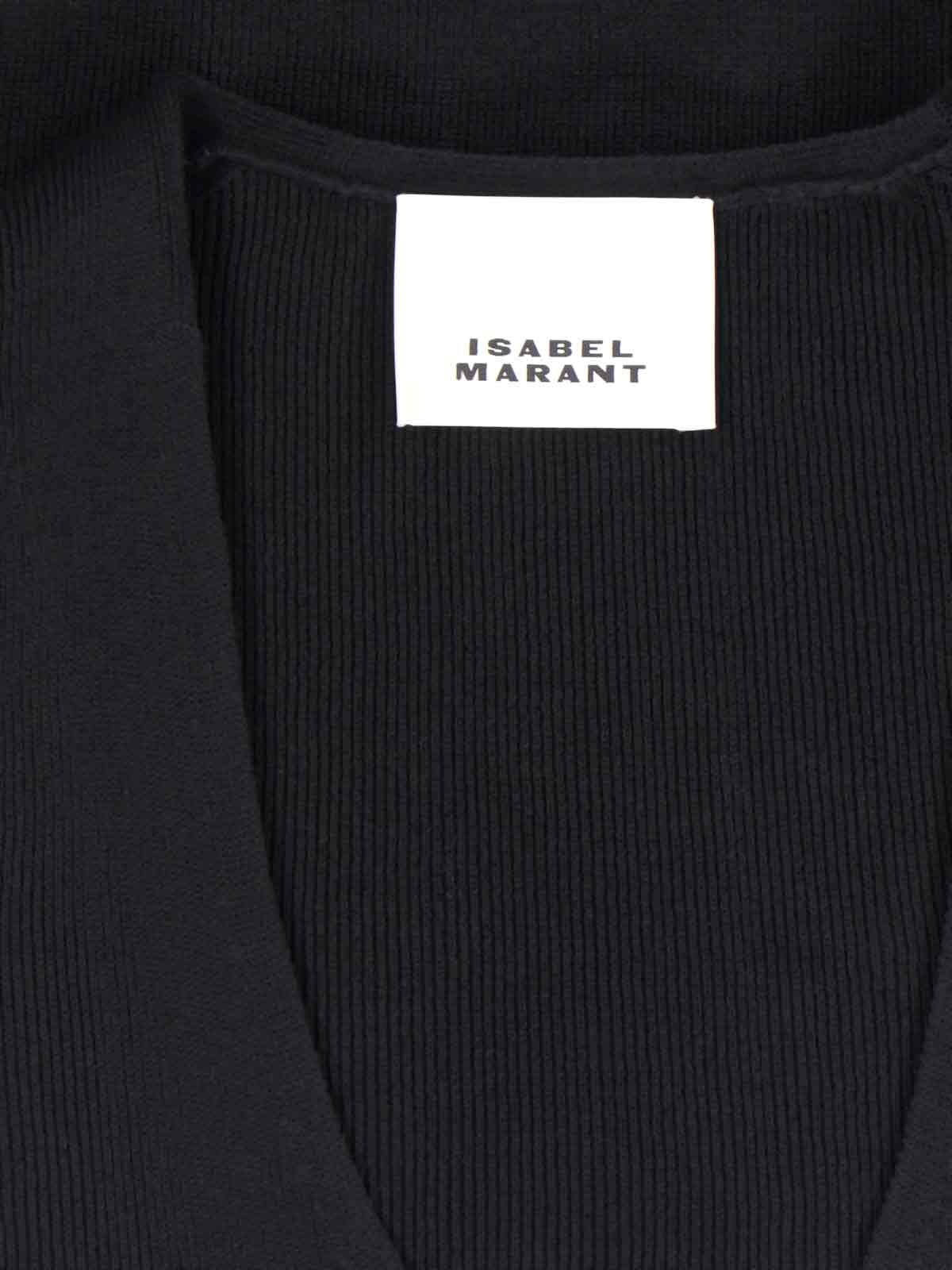 Isabel Marant Women Black Ribbed Crepe Knit Felicia Top In Multi