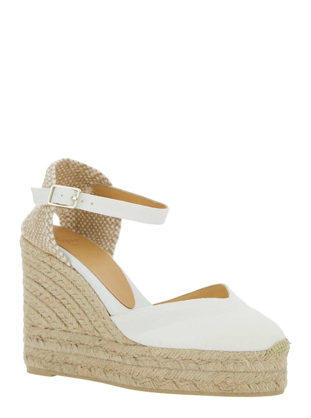 Castañer chiarita Closed Toe Espadrilles In White And Beige Canvas Woman