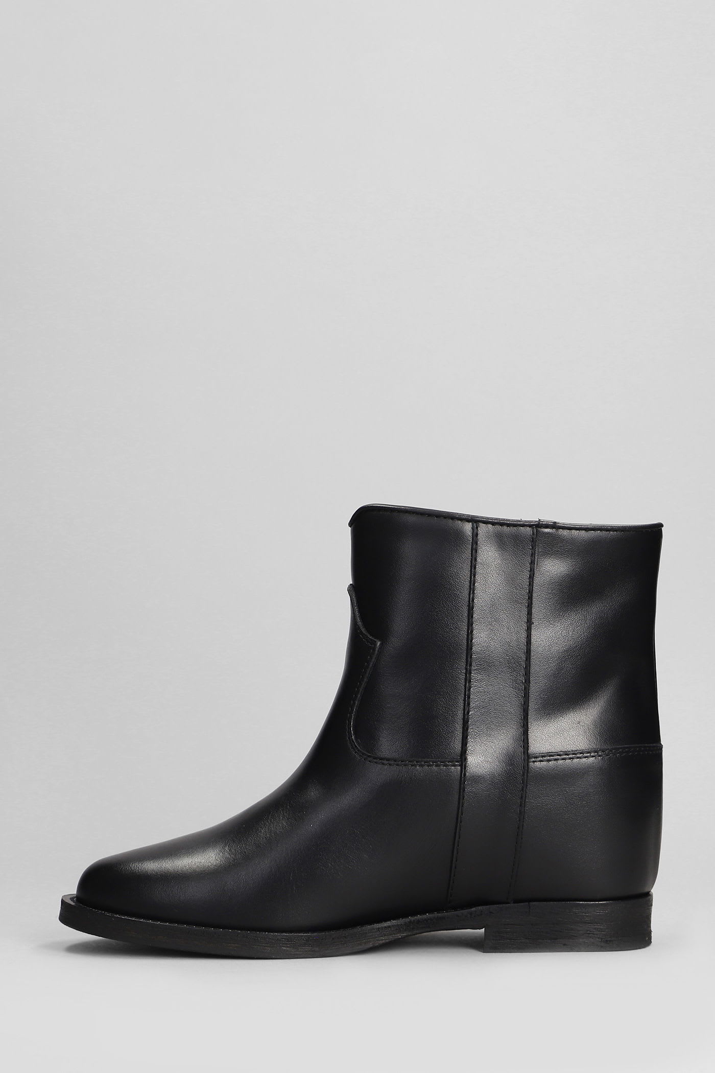 Via Roma 15 Ankle Boots Inside Wedge In Black Leather In Black