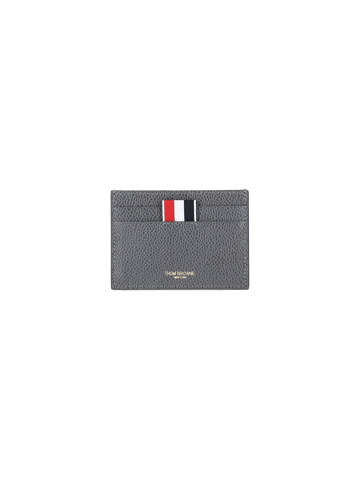 Thom Browne 4-bar Card Holder In Gray