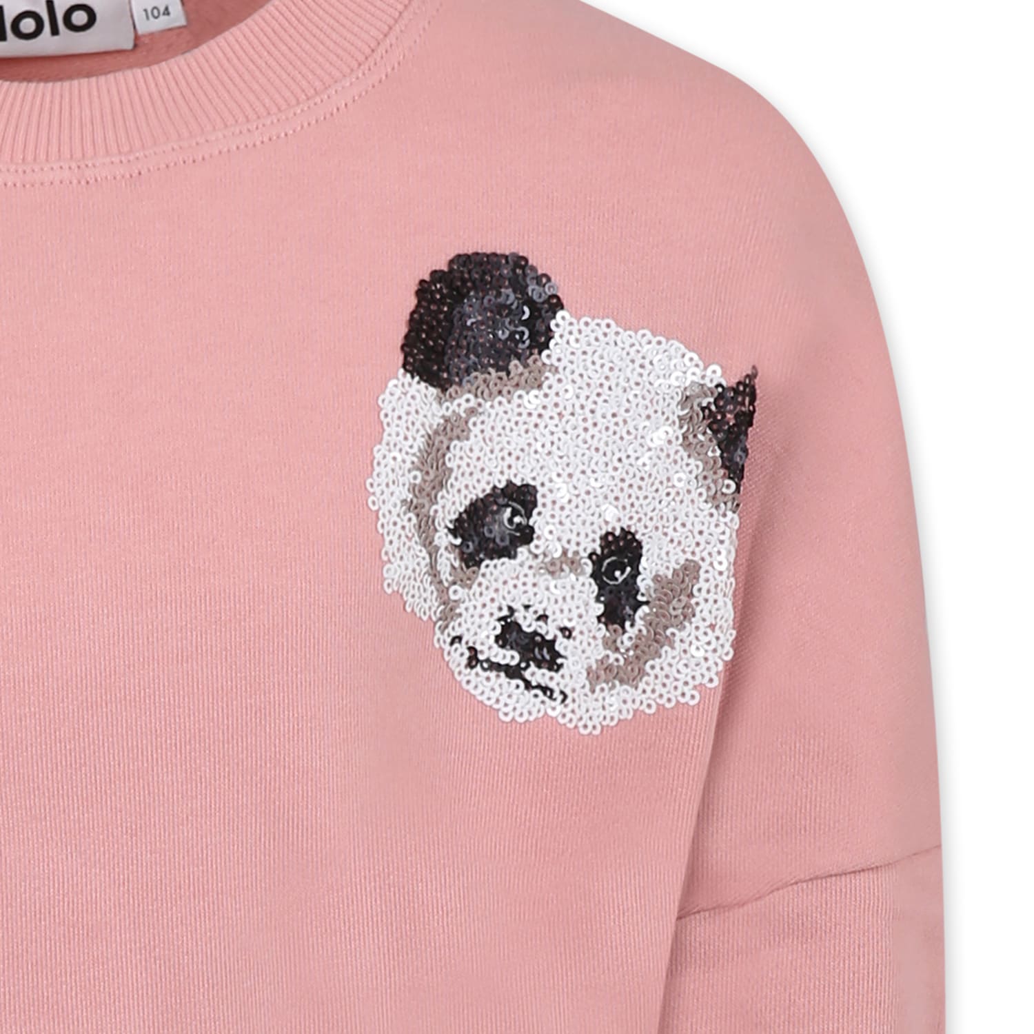 Molo Pink Sweatshirt For Girl With Panda In Pink
