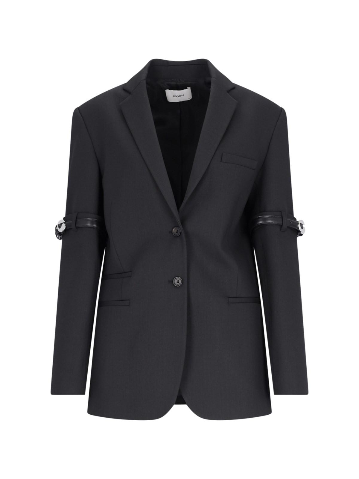 Shop Coperni Single-breasted Jacket With Straps In Black