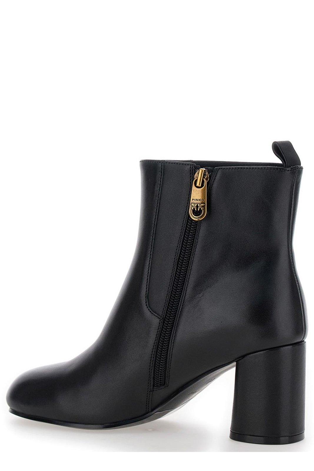 Shop Pinko Cindy Logo Plaque Ankle Boots In Nero Limousine