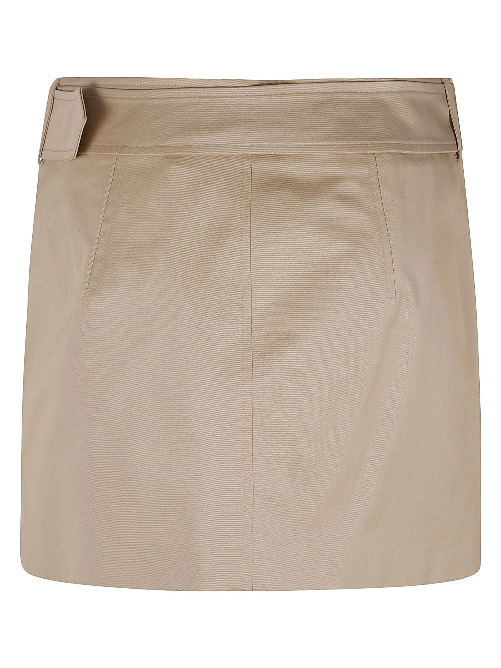 Shop Burberry Belted Waist Short Skirt In Soft Fawn