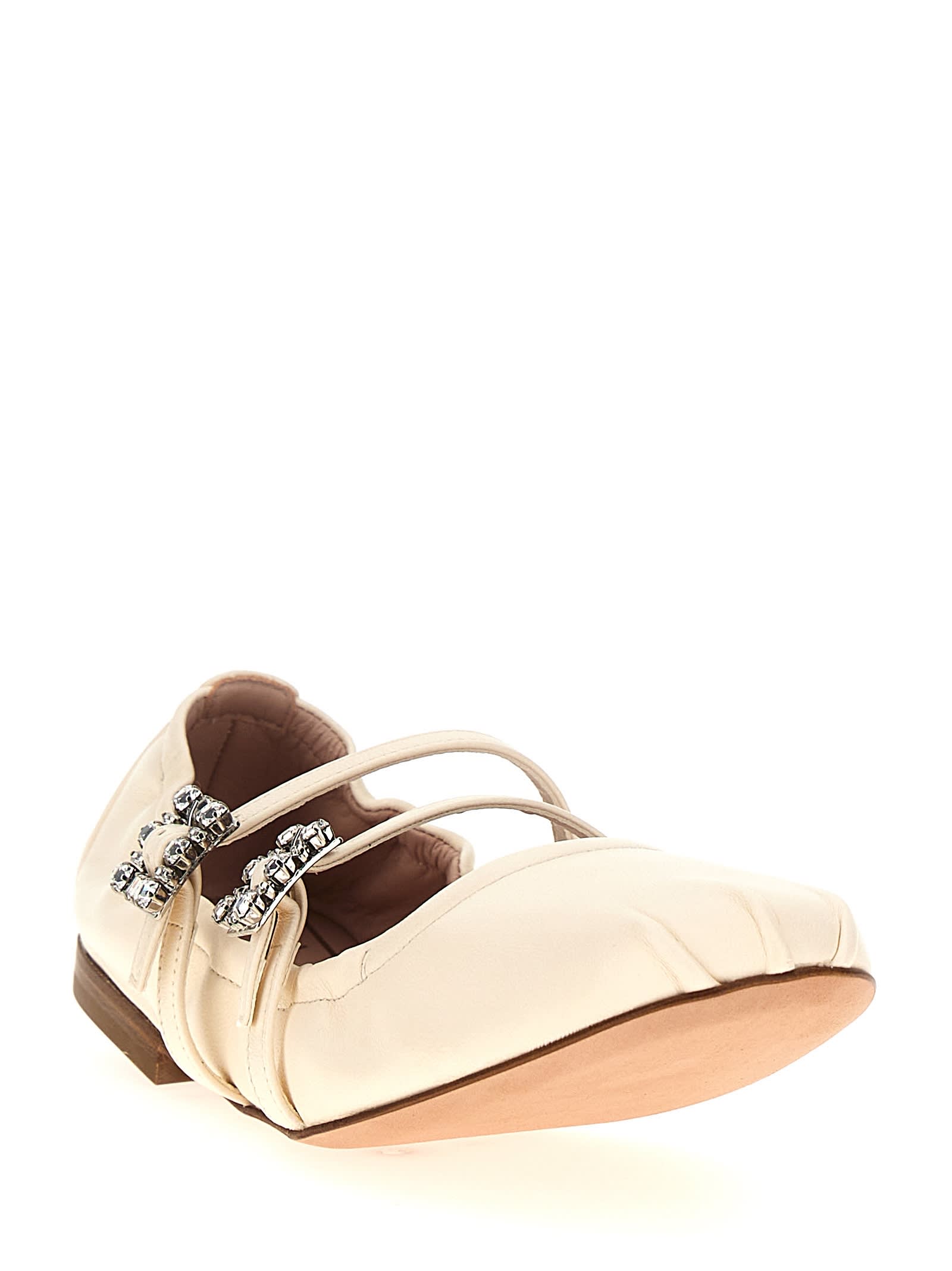 Shop Roger Vivier Jewel Strap Ballet Flats In White