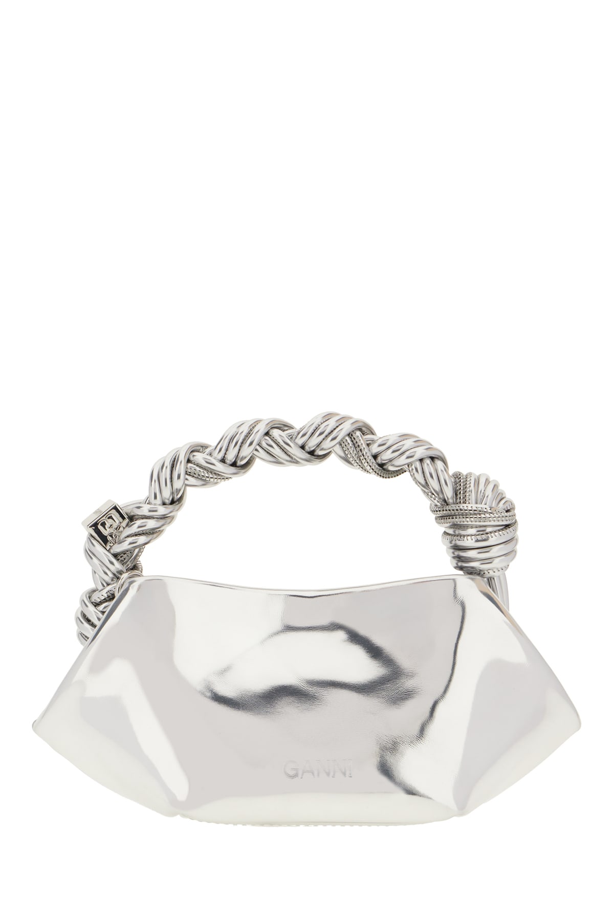 Ganni Twisted-handle Tote Bag In Silver