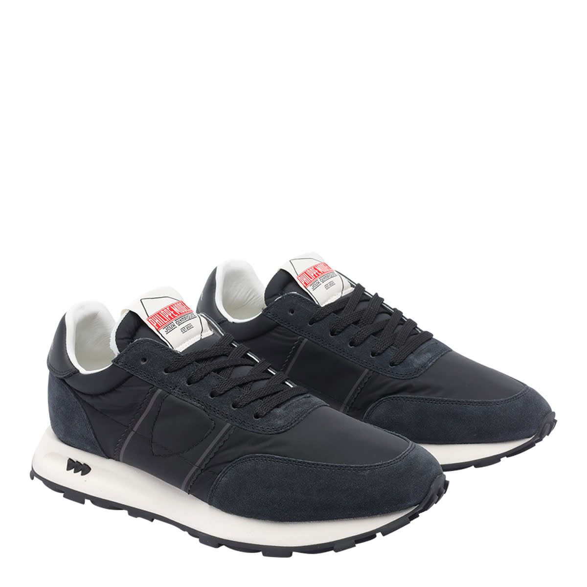 Philippe Model Low Top Sneakers With Rubber Sole And Suede Accents In Black