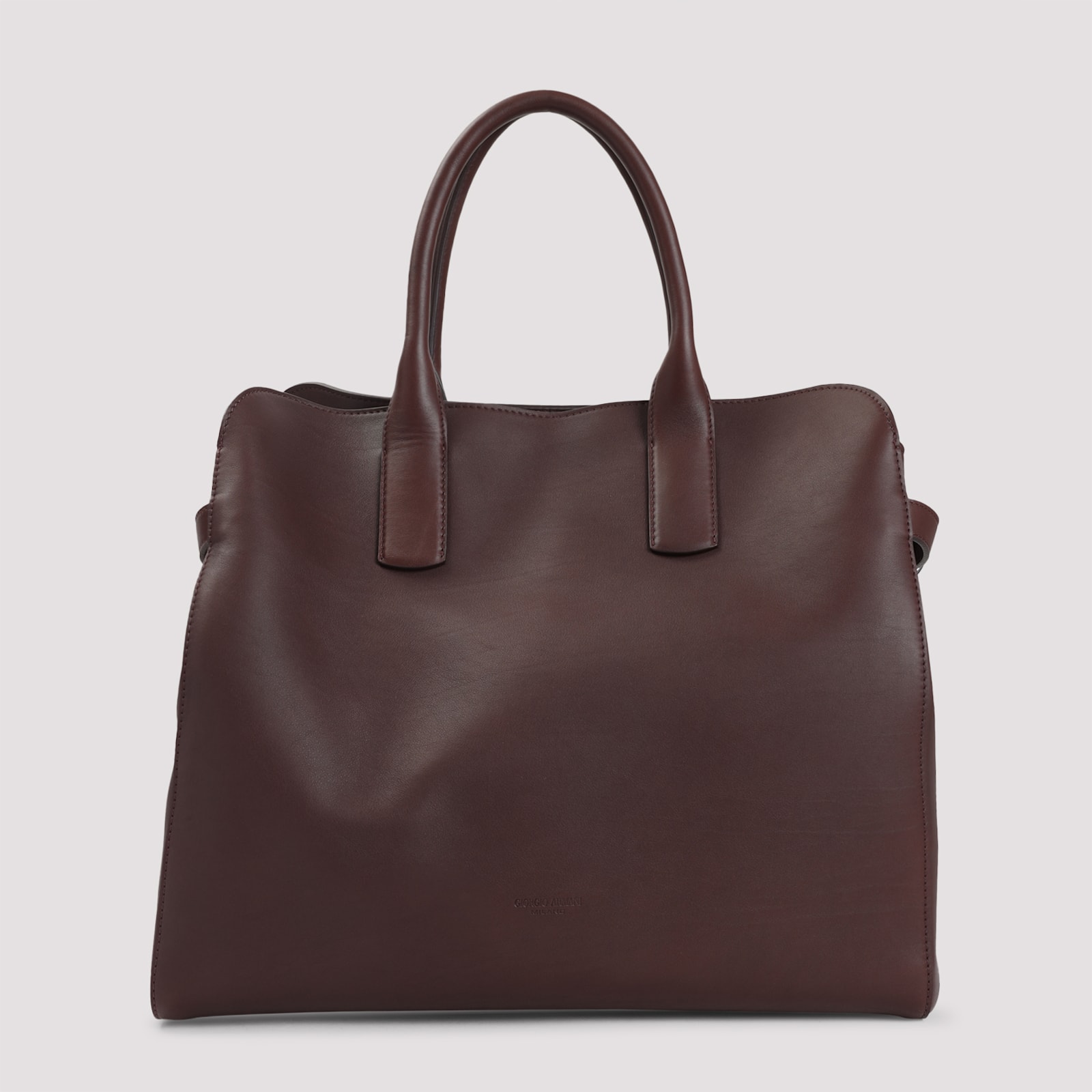 Giorgio Armani Calf Leather Shoulder Bag In Red