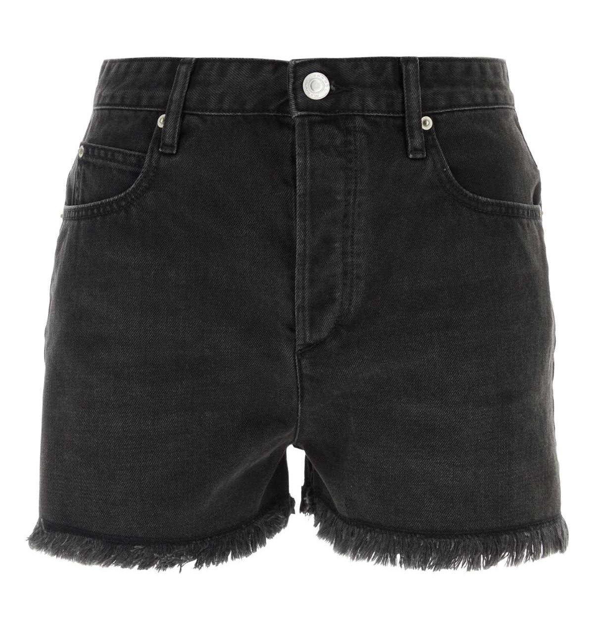 Shop Isabel Marant Belt-looped Denim Shorts In Black
