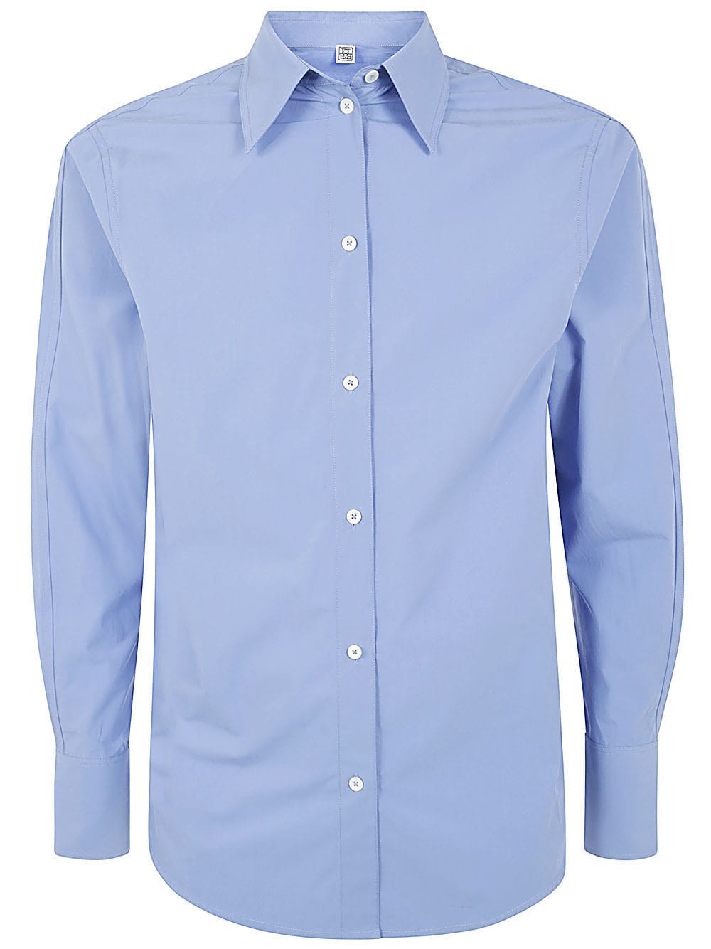 Shop Totême Kimono Sleeve Poplin Shirt In Cornflower