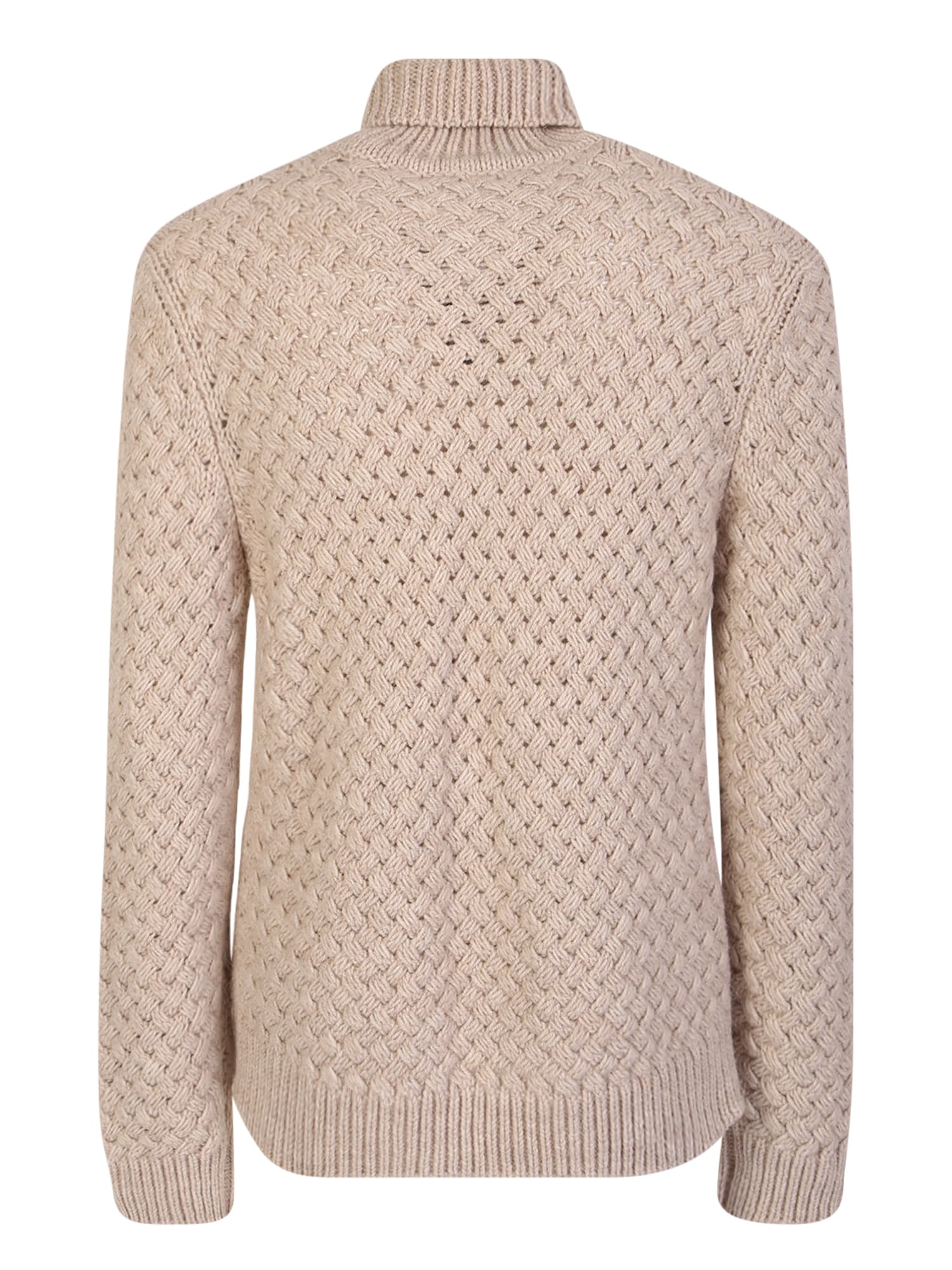 Shop Lardini Woven Knit Pullover Ivory In White