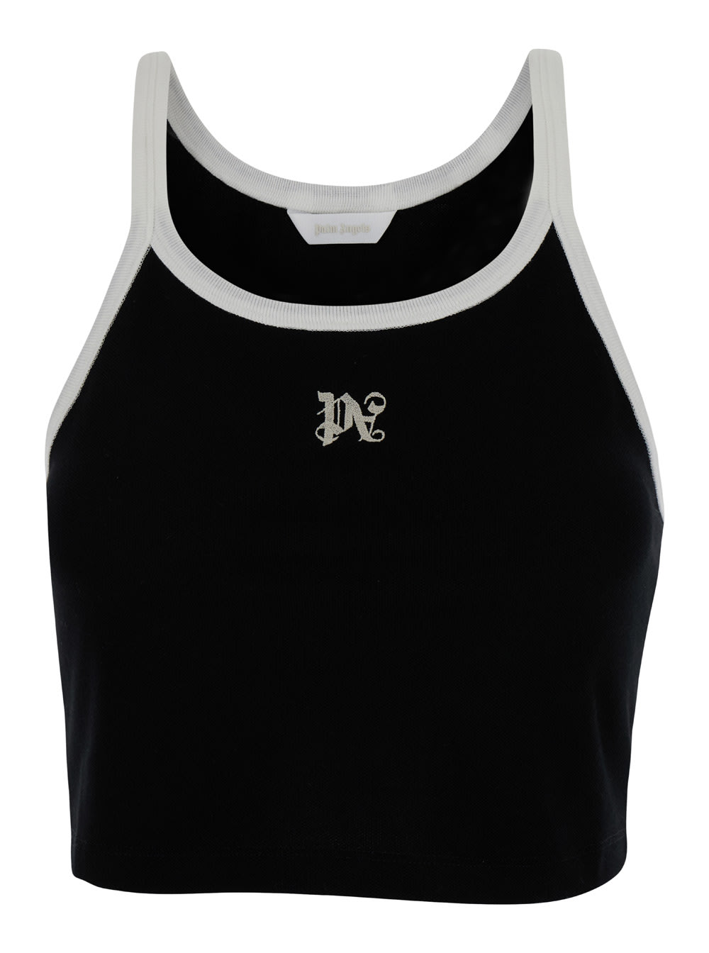 Shop Palm Angels Monogram Tank Top Black Off White In Nero