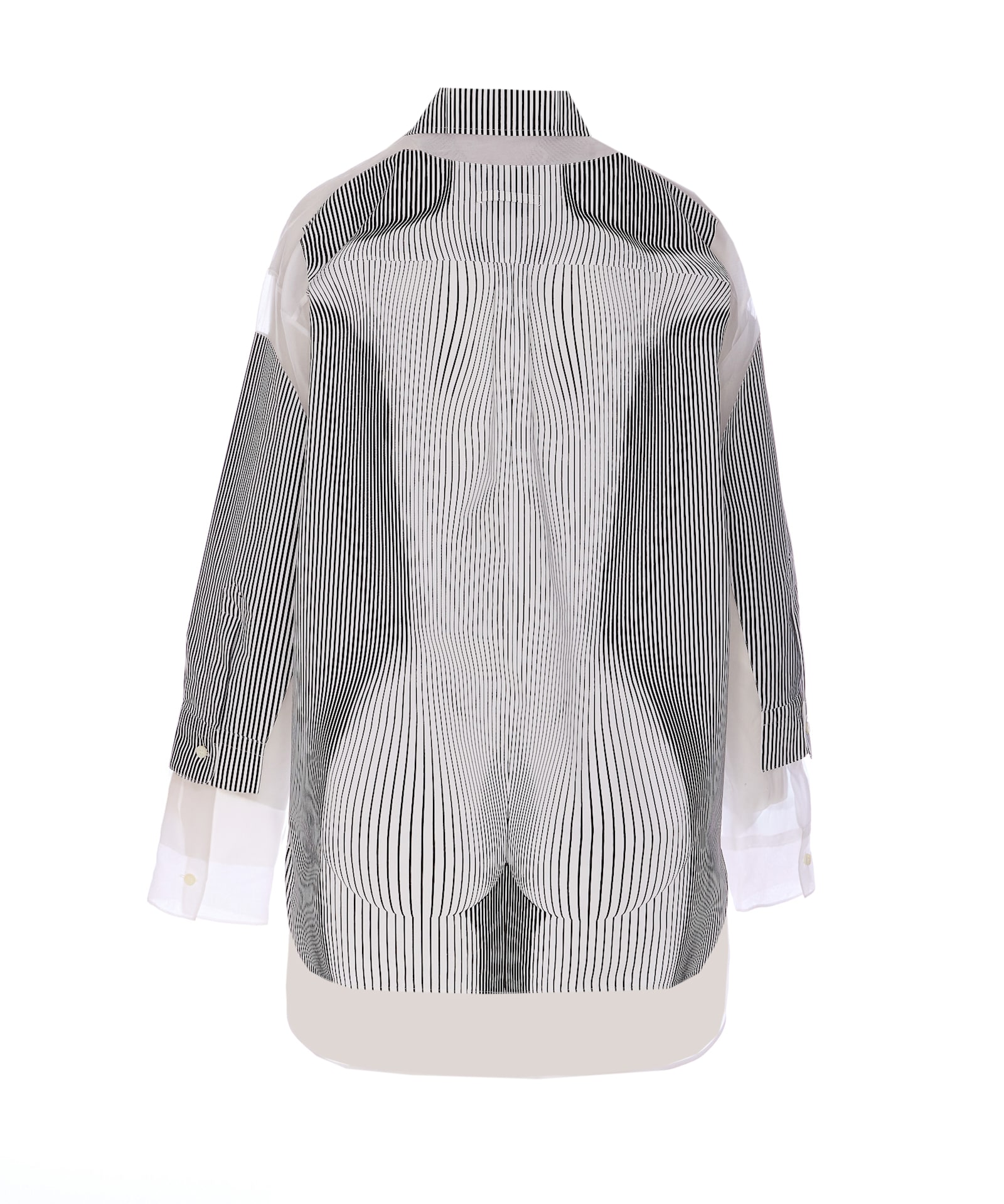 Jean Paul Gaultier Petit Grand Pinstripe Body Morphing Nylon Shirt Black And White