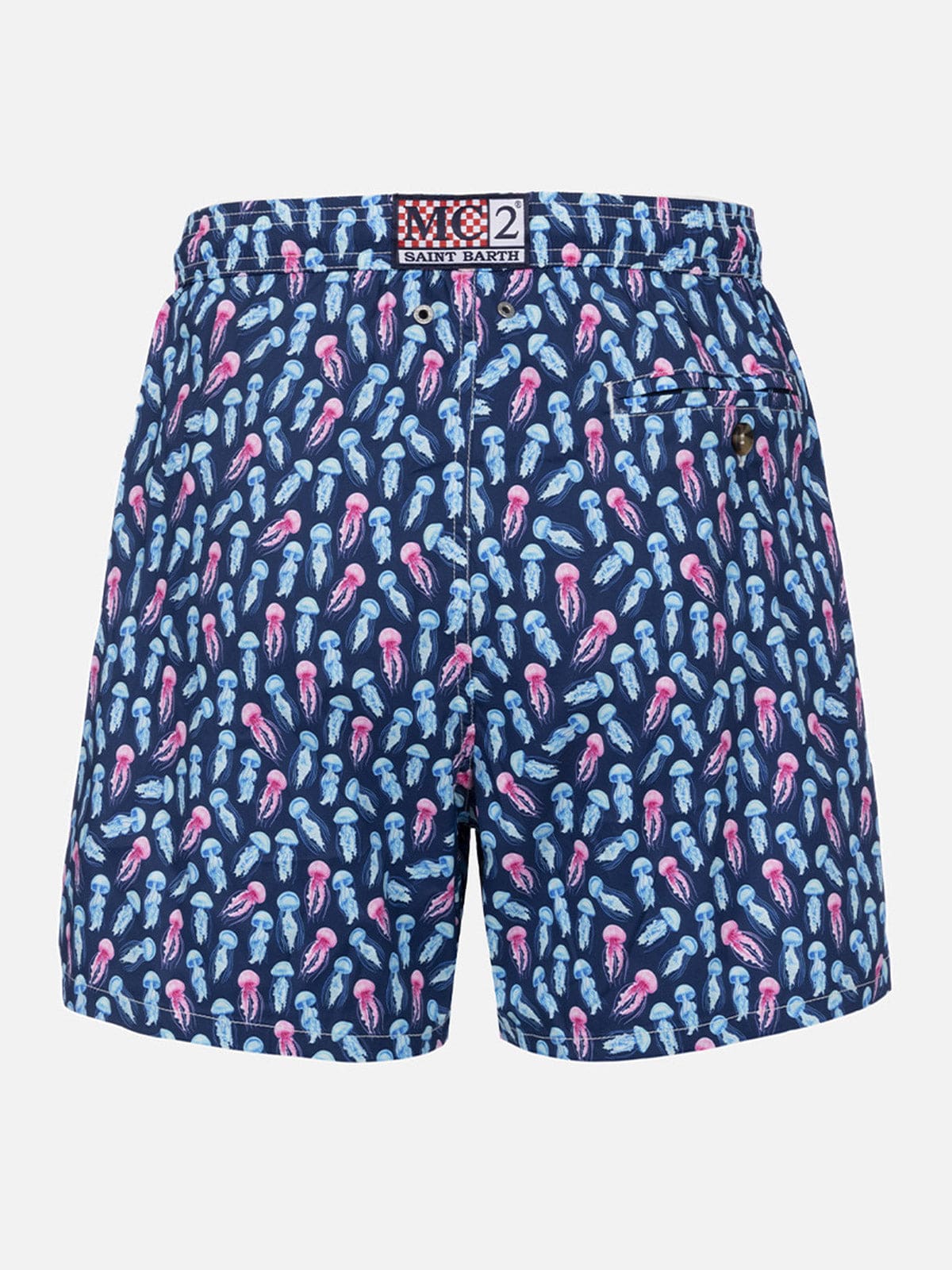 Mc2 Saint Barth Comfort Light Classic Stretch Swim Shorts With Jellyfishes Print In Blue