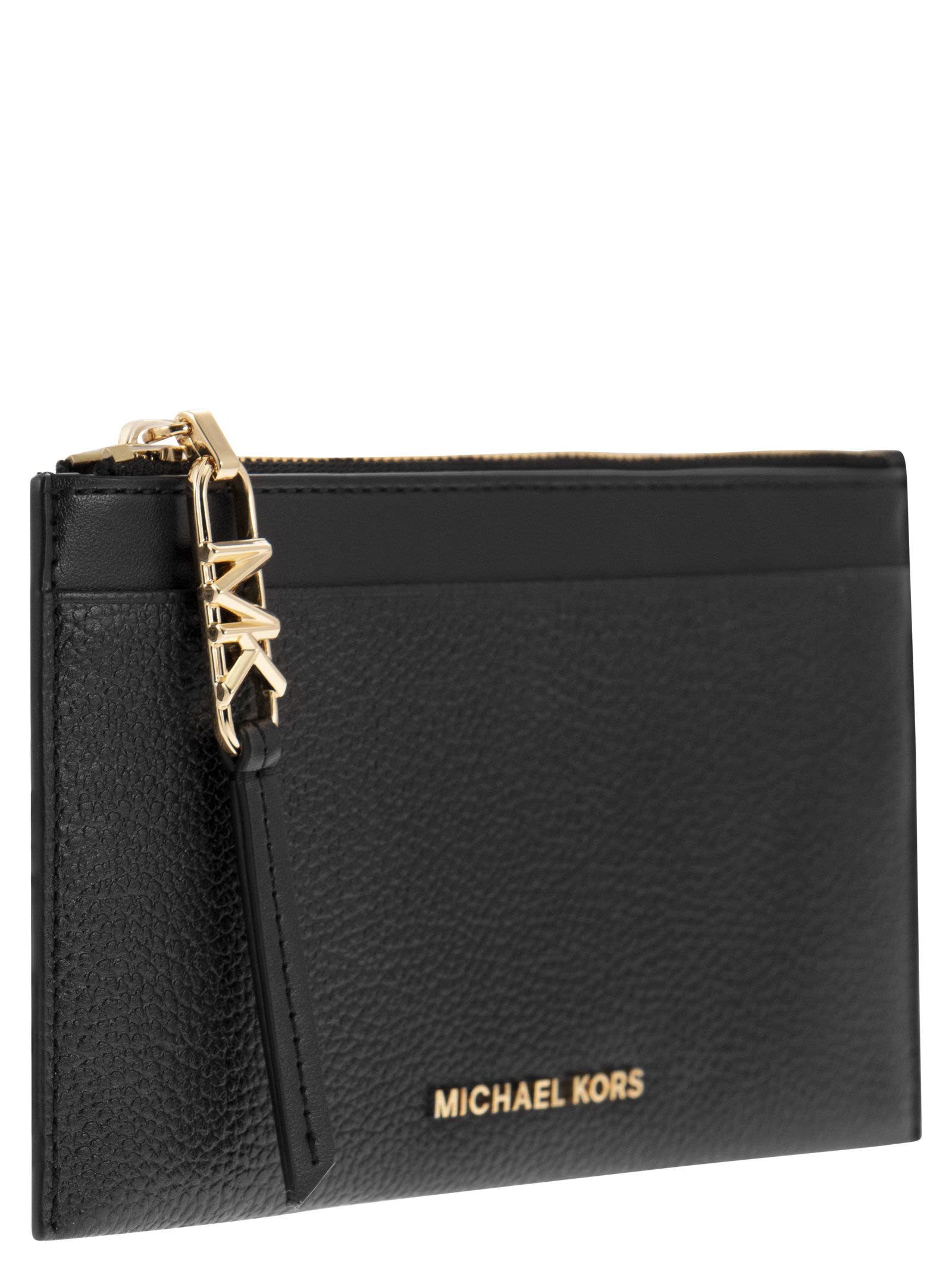 Shop Michael Kors Large Credit Card Holder In Grained Leather In Black