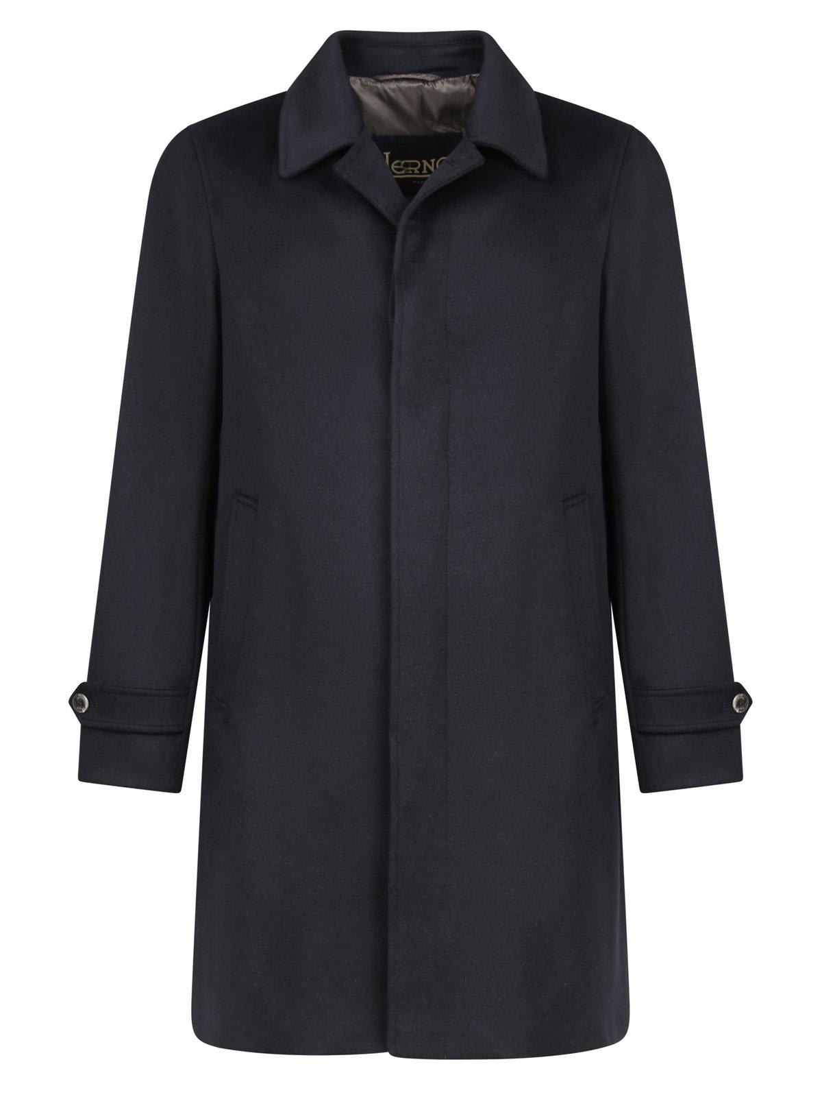 Shop Herno Single-breasted Coat In Blu Navy