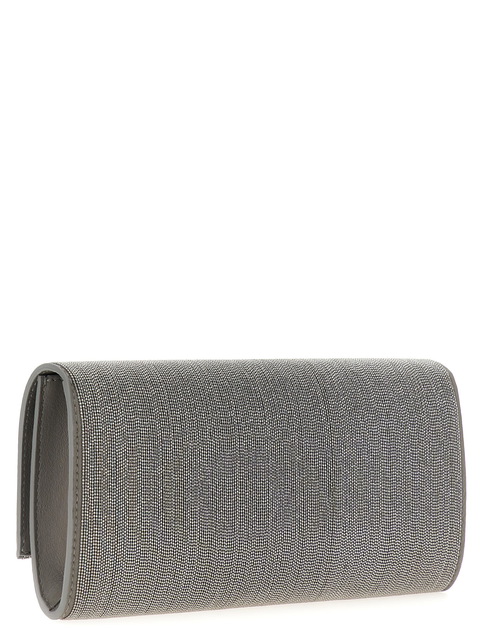 Shop Brunello Cucinelli Precious Clutch In Silver