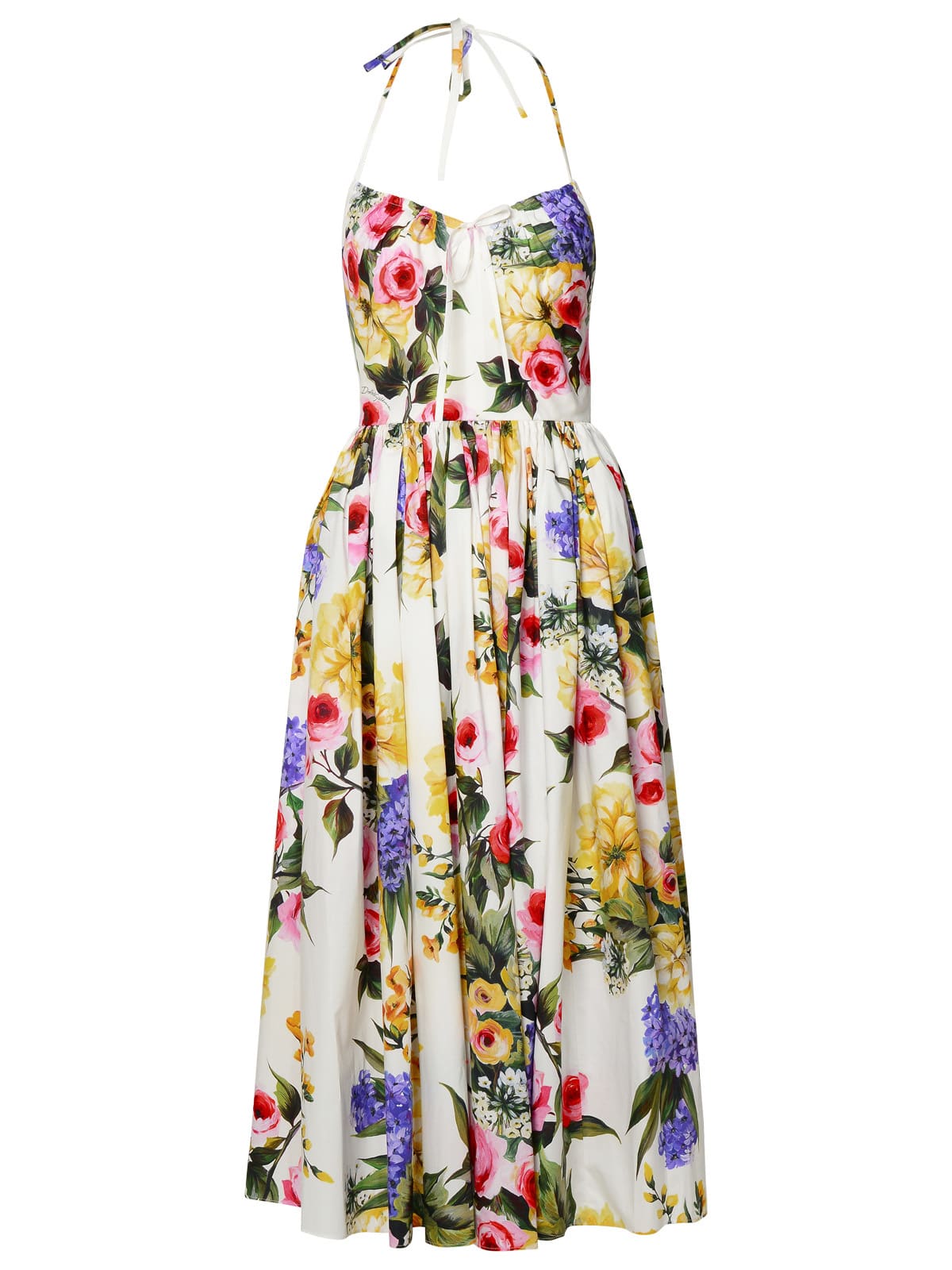 Shop Dolce & Gabbana Multicolor Cotton Dress In White