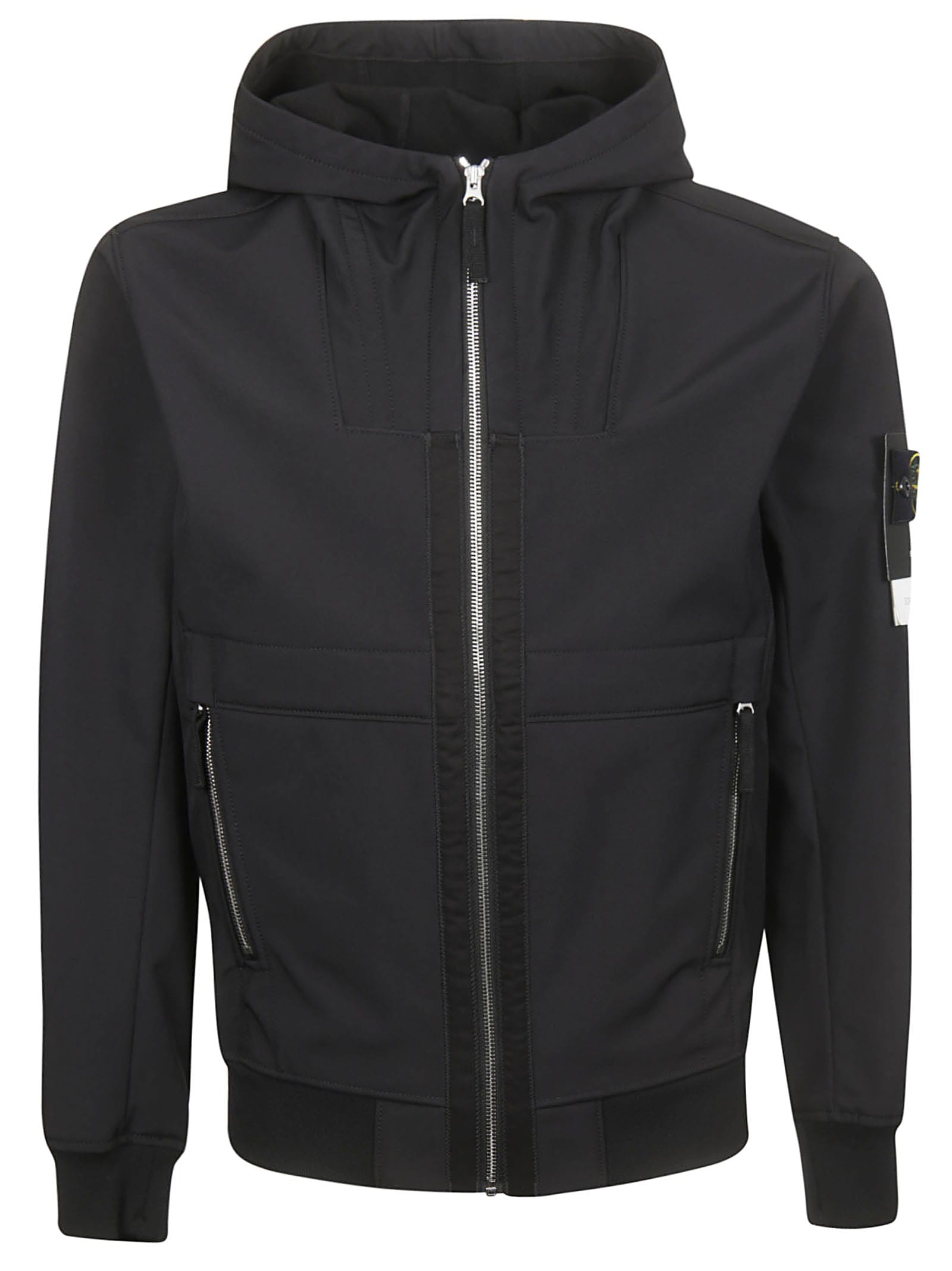 stone island hooded jacket black