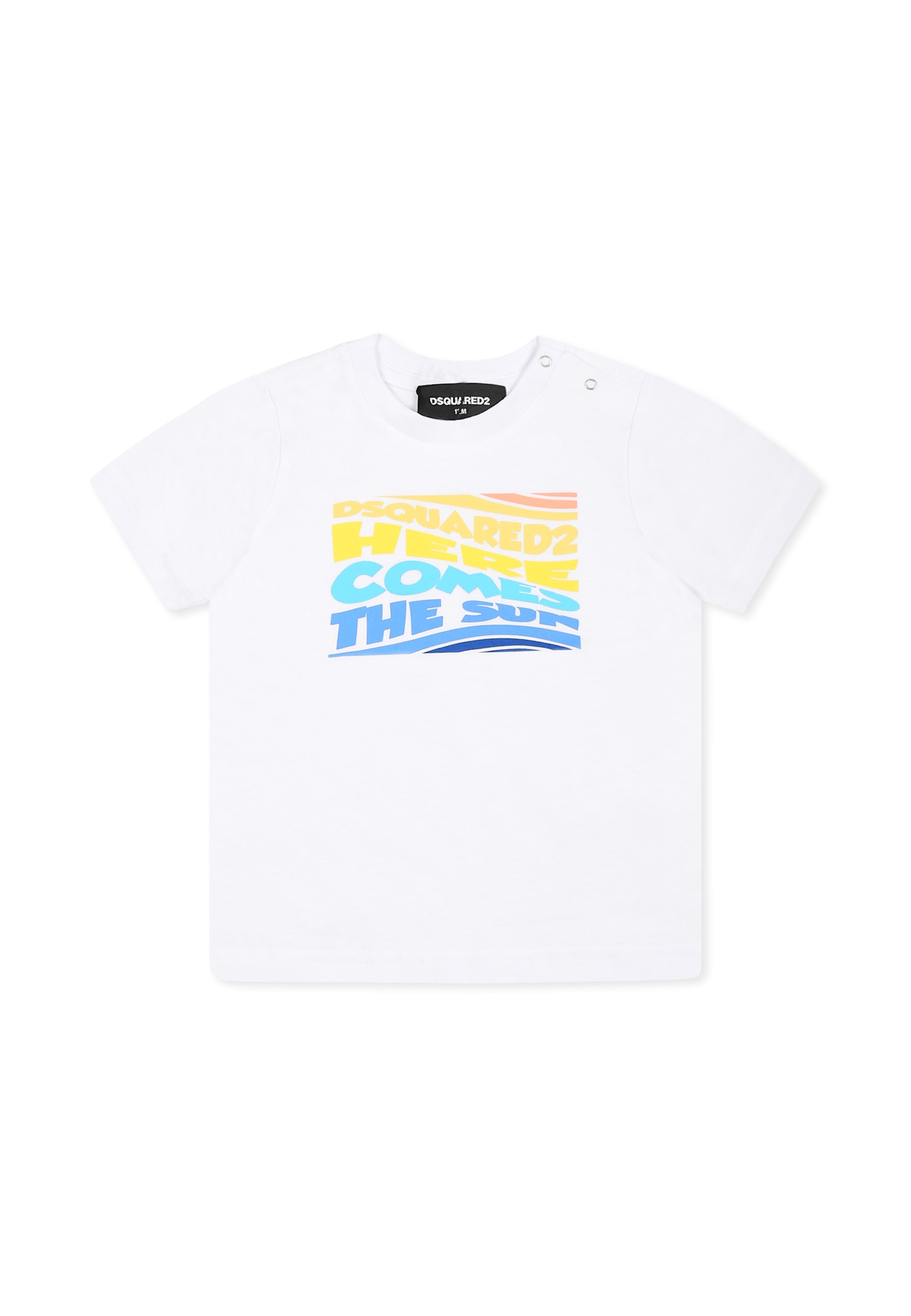 Dsquared2 White T-shirt For Baby Boy With Multicolor Logo In White