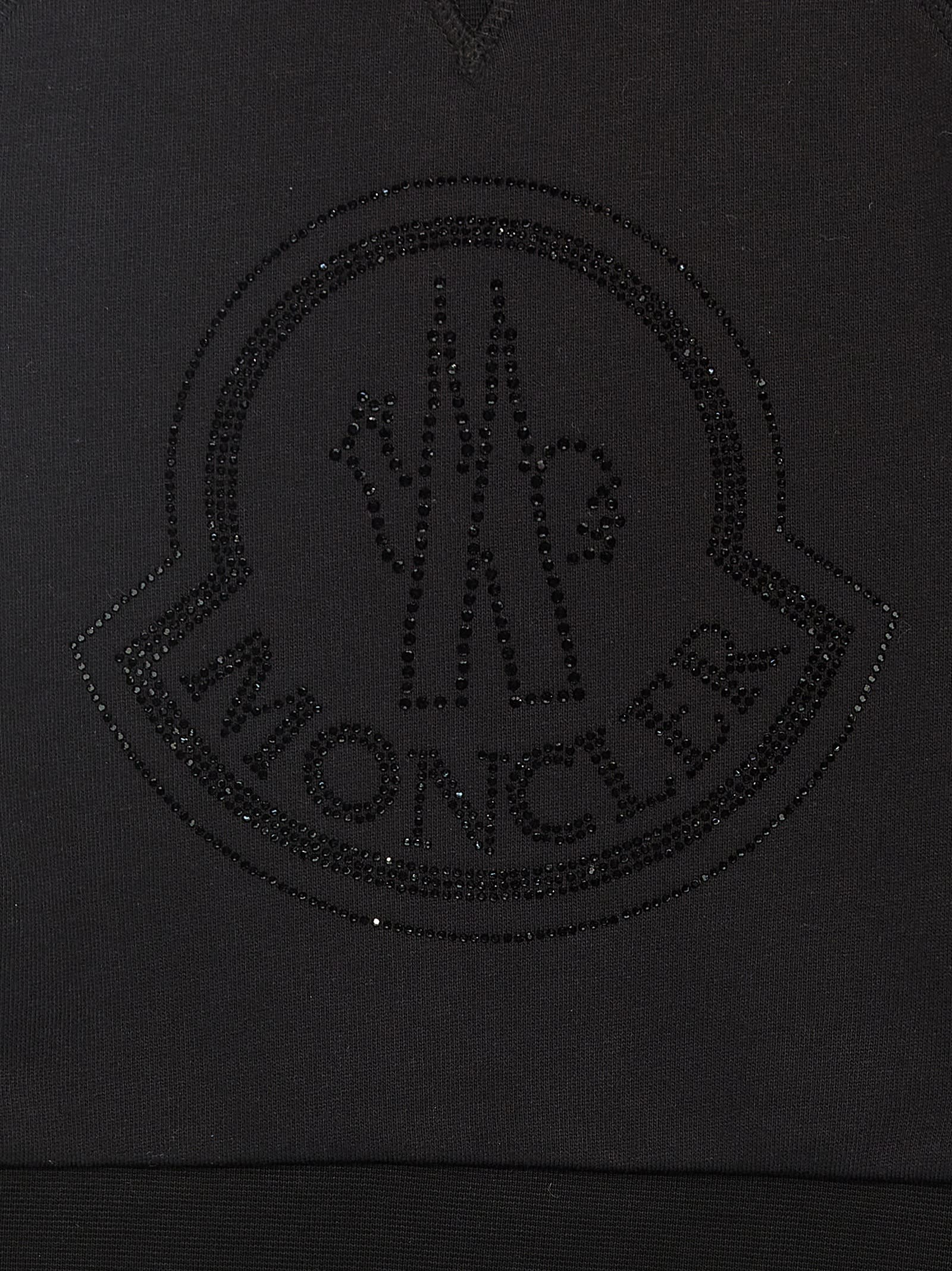 Shop Moncler Rhinestone Logo Sweatshirt In Black