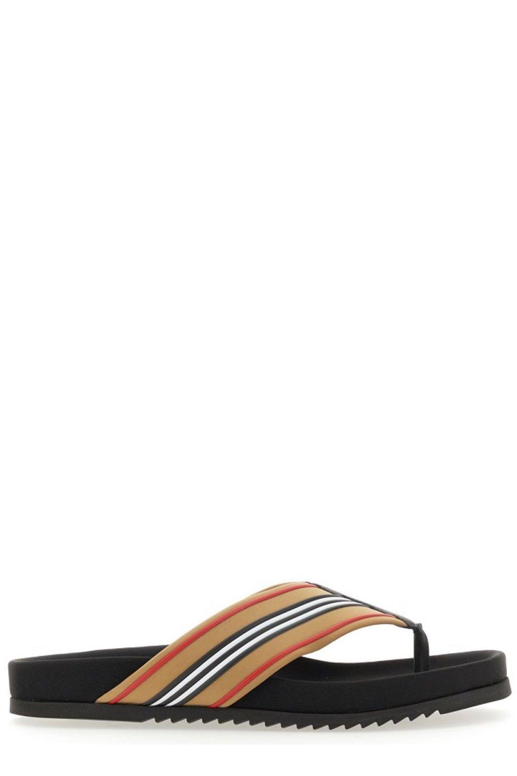 Shop Burberry Slip-on Thong Sandals In Multicolour