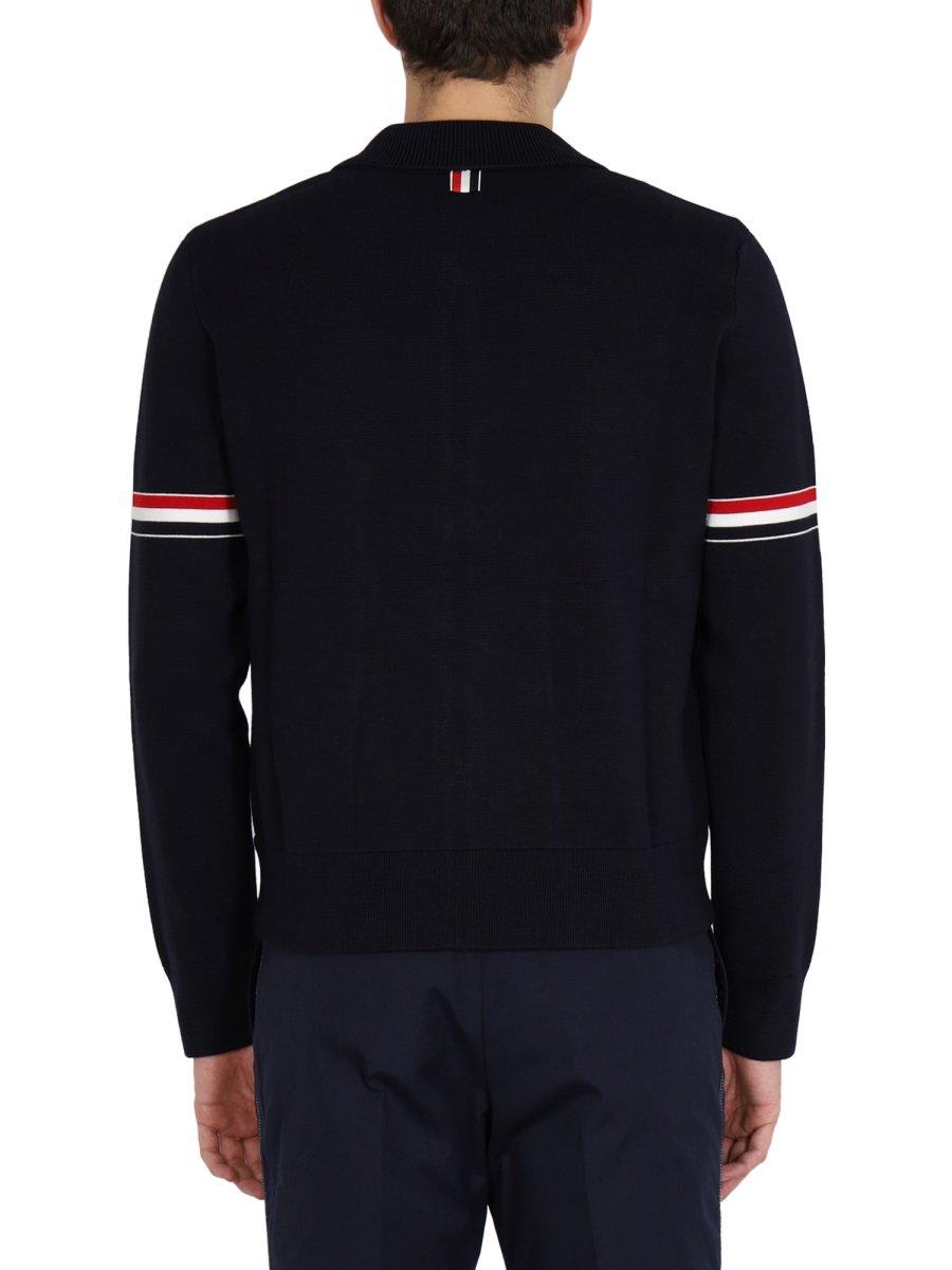 Thom Browne Striped Cashmere Sweatshirt In Black
