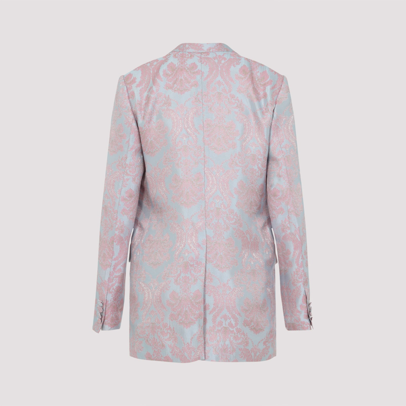 Dries Van Noten Tailored Blazer With Damask Pattern In Light Blue
