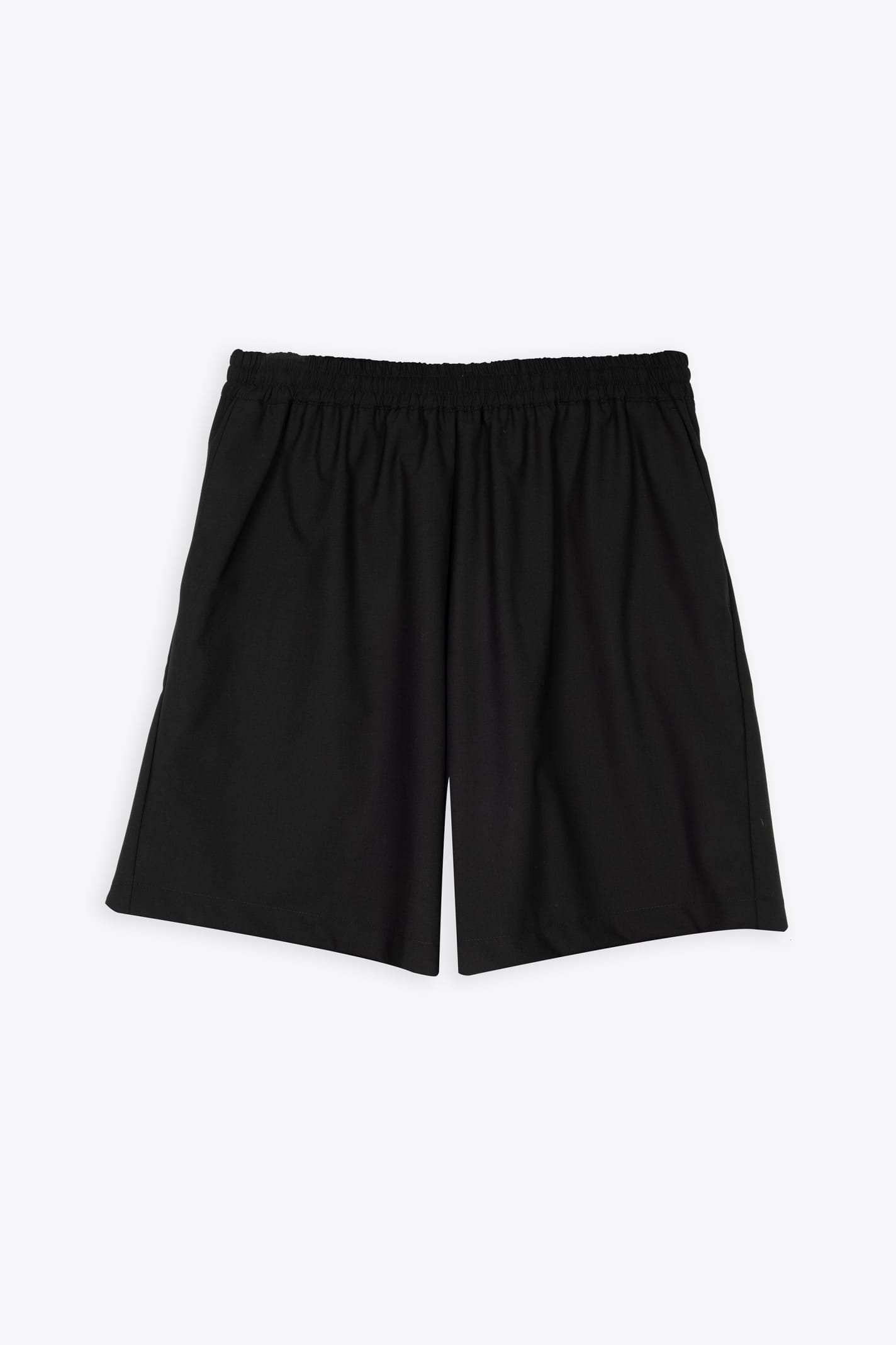 BONSAI BASKET FIT SHORT ELASTIC WAISTBAND BLACK WOOL BERMUDA SHORTS - BASKET SHORTS