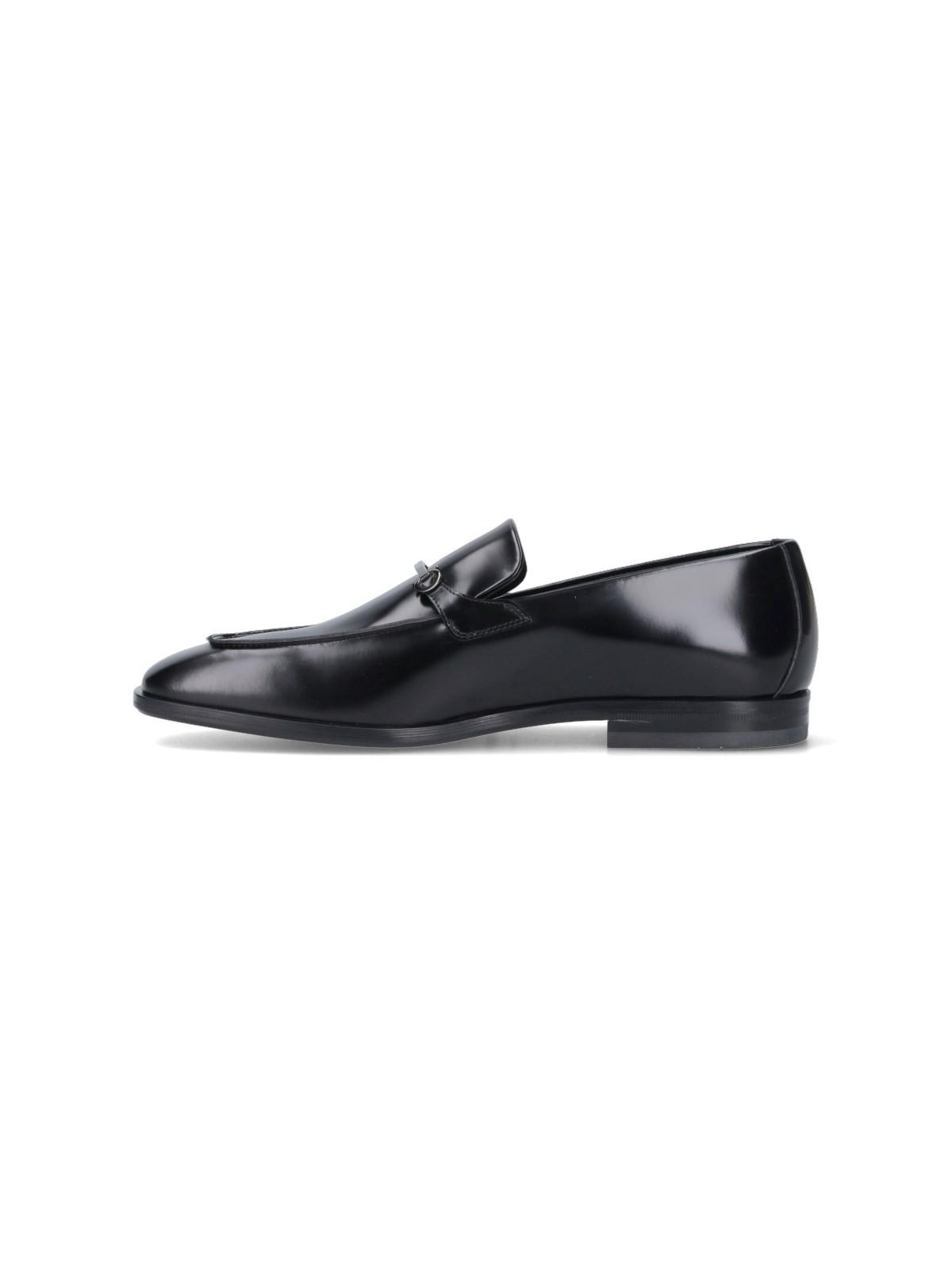 Ferragamo Gancini Loafers In Black Leather In Black