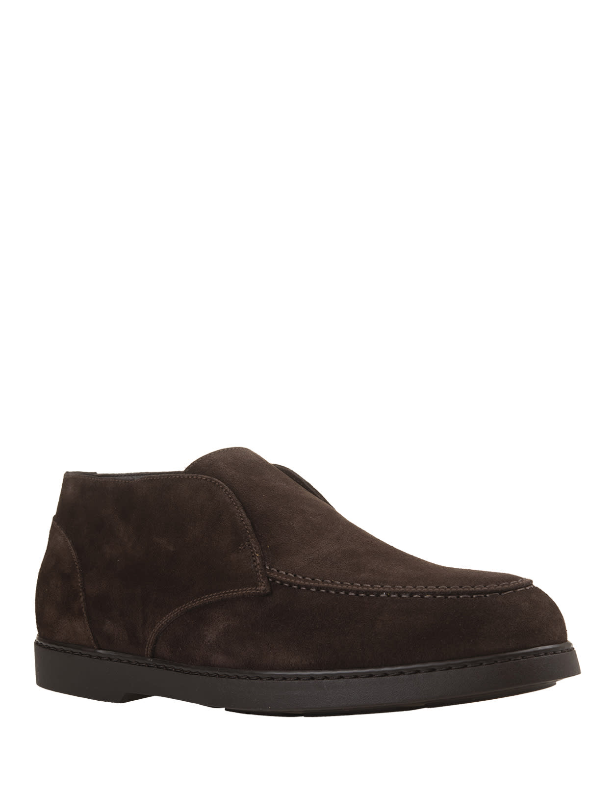 Shop Doucal's Dark Brown Suede Slip-on Ankle Boots