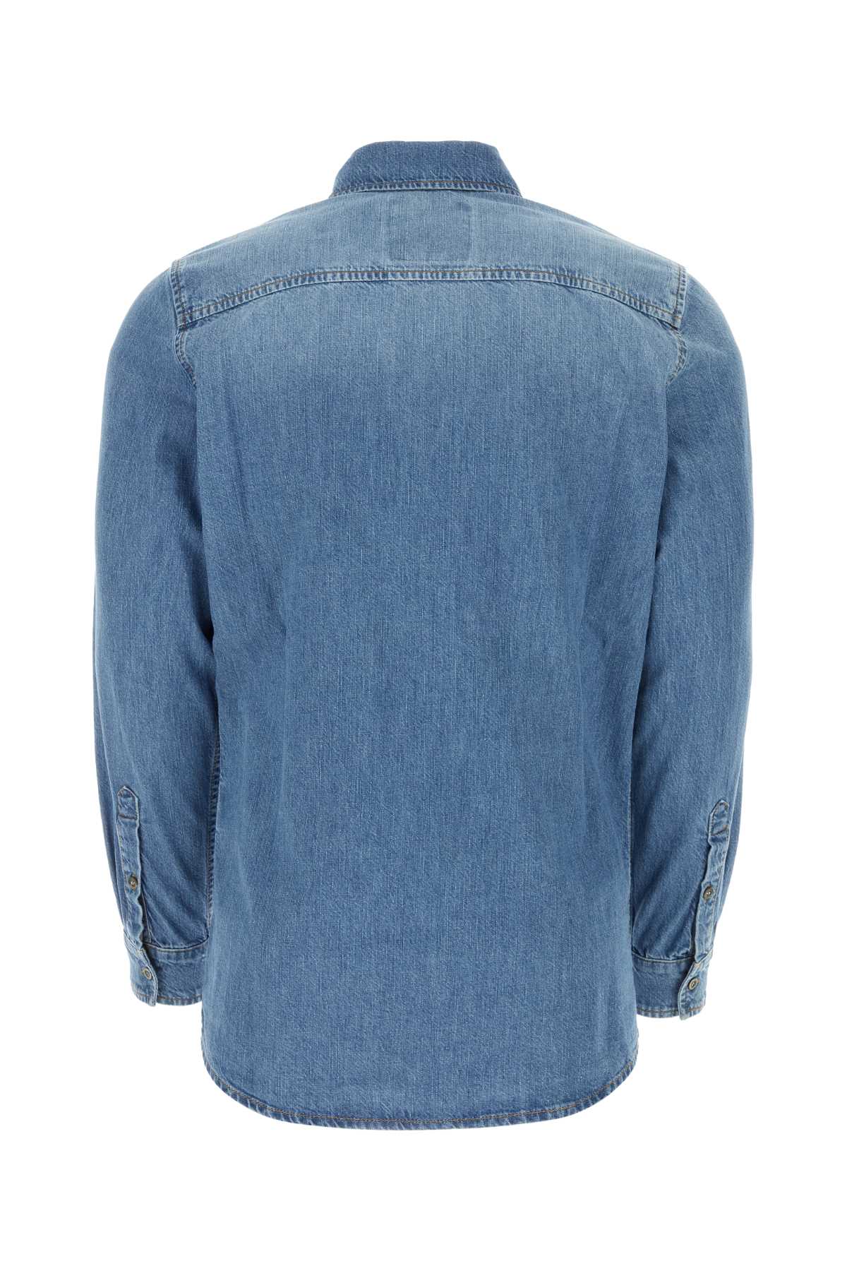 Shop Moschino Denim Shirt In Blu