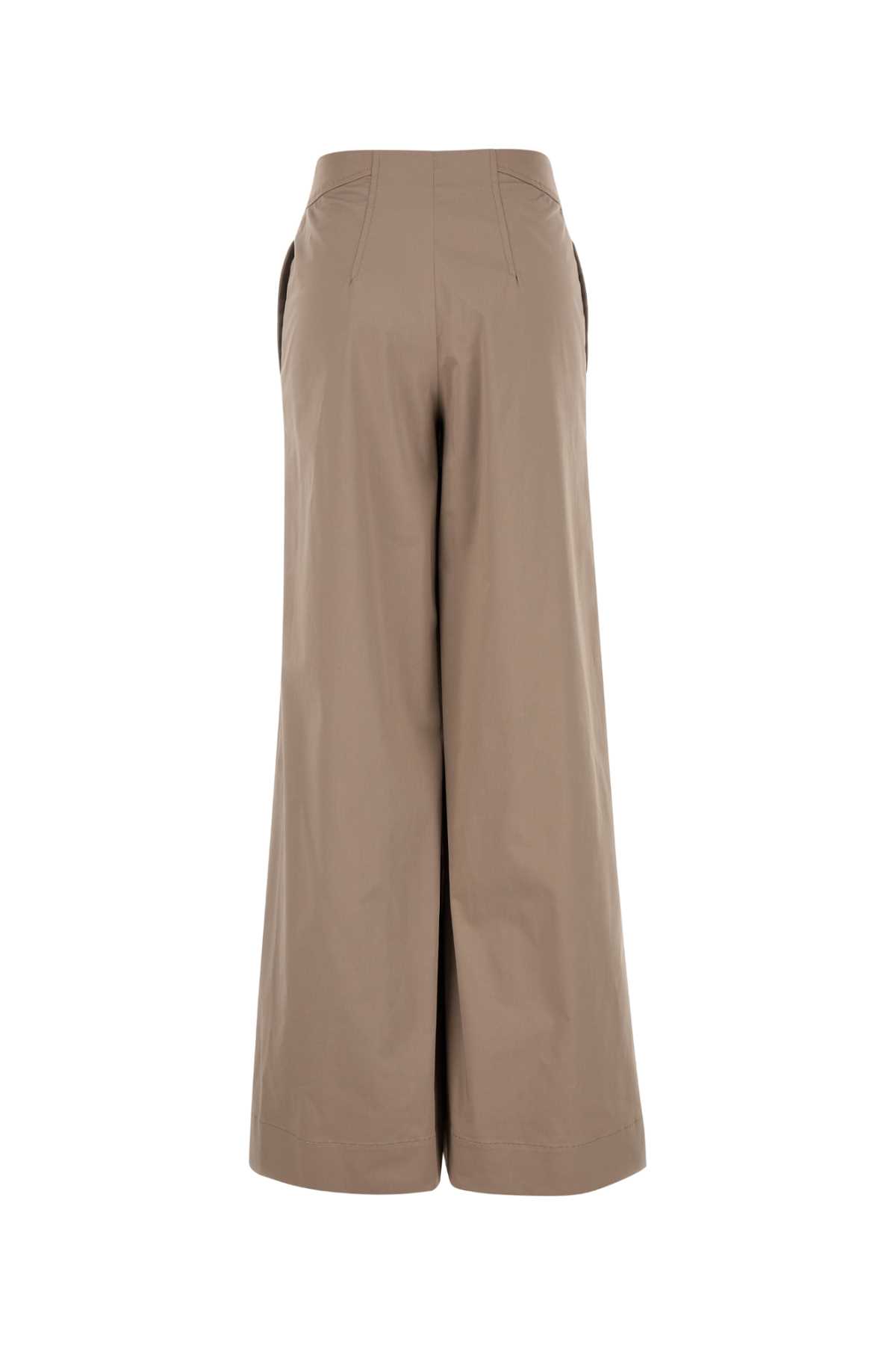 Alberta Ferretti Cappuccino Stretch Cotton Wide-leg Pant