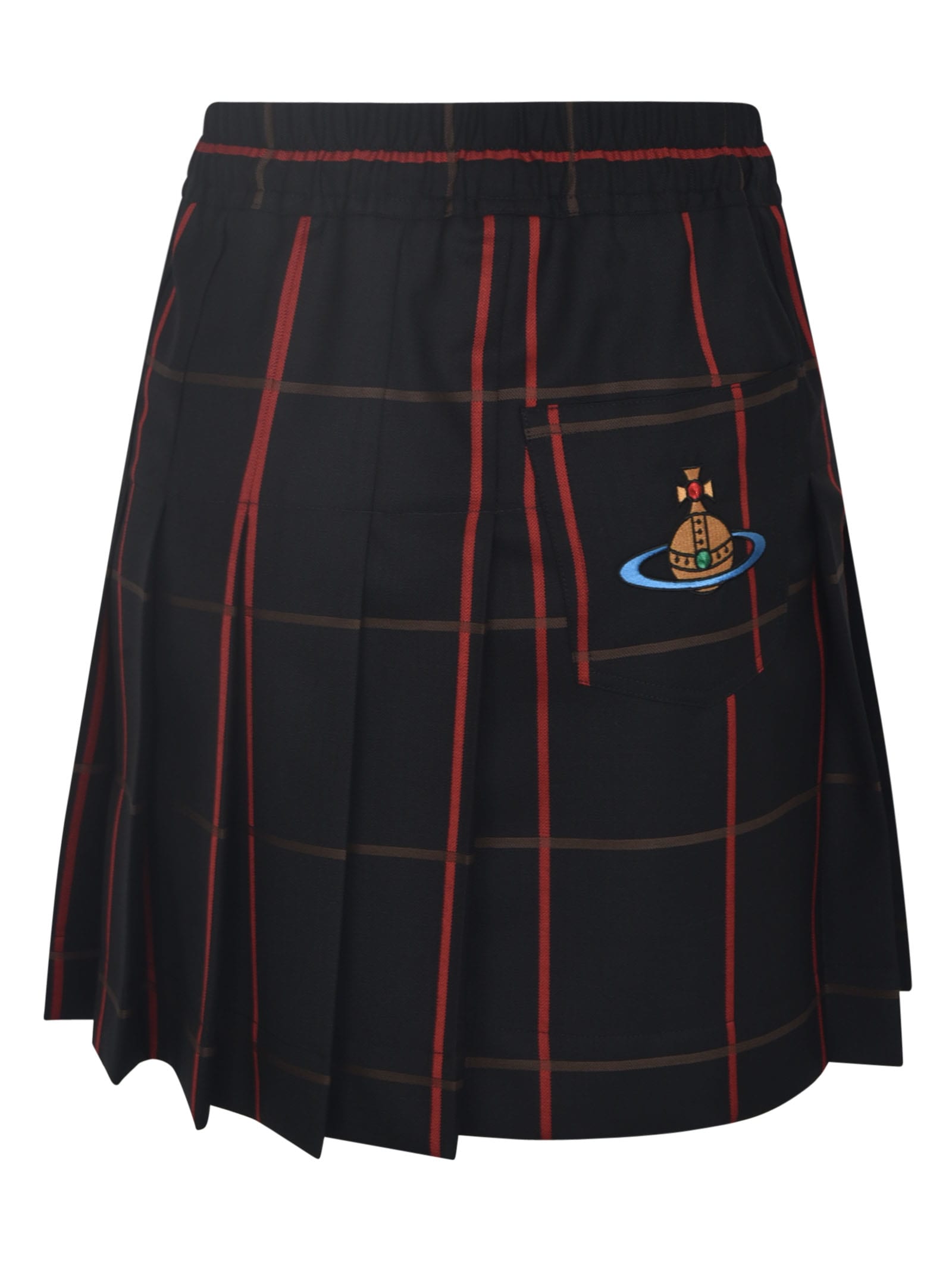 Shop Vivienne Westwood Check Pleated Skirt In Black