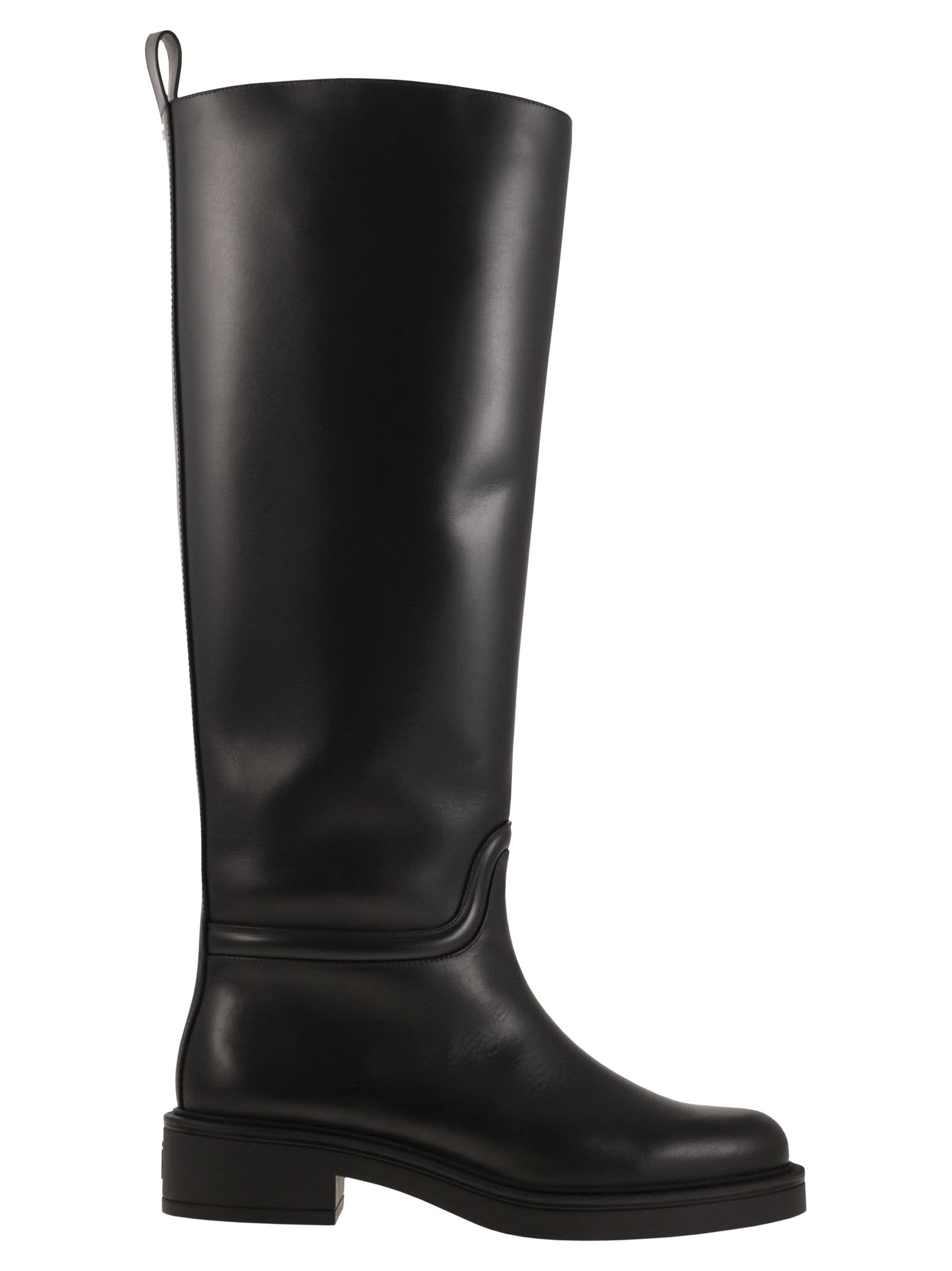 Stuart Weitzman Knee-high Block Heel Celia Leather Boots In Black