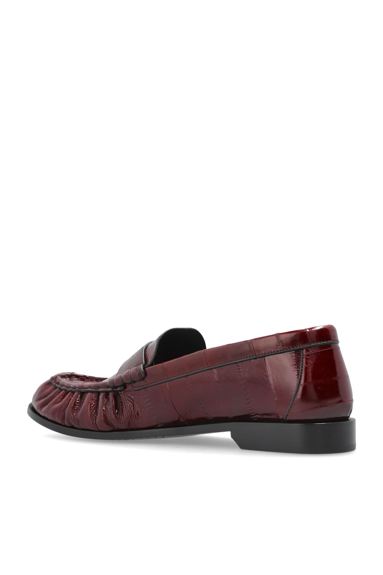 Saint Laurent Crocodile-effect Loafers In Burgundy