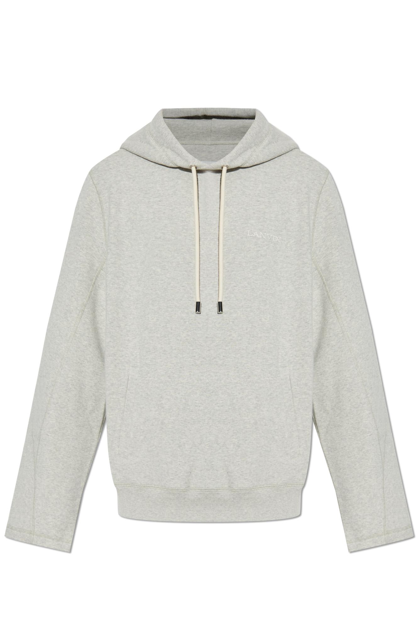 Lanvin Hooded Sweater Drawstring Front Pockets In Gray