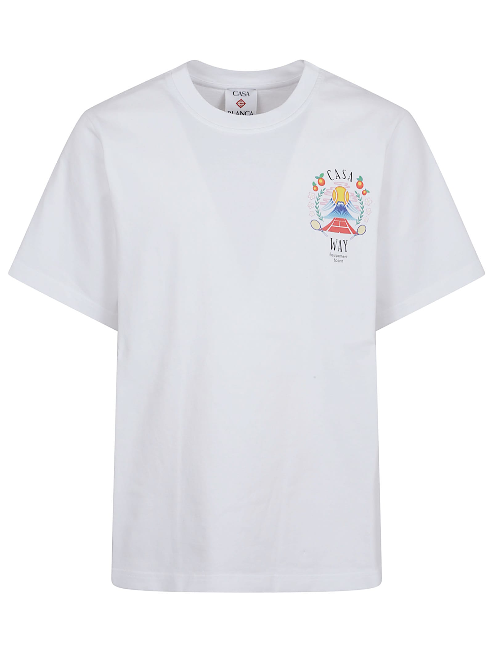 Casablanca T-shirt Girocollo Con Logo Sul Fronte In White