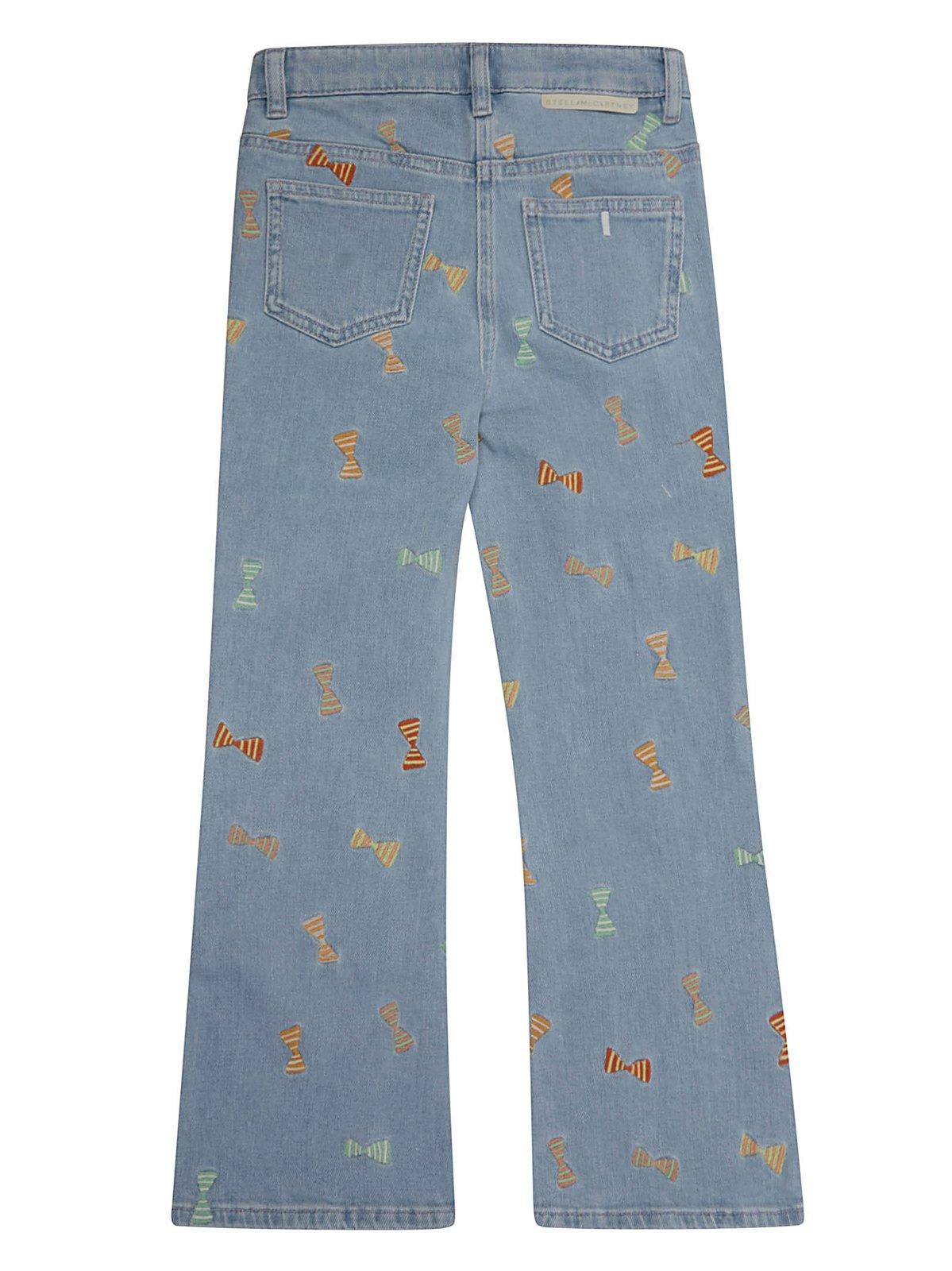 Stella Mccartney Bow Embroidered Flared Jeans In Azzurro