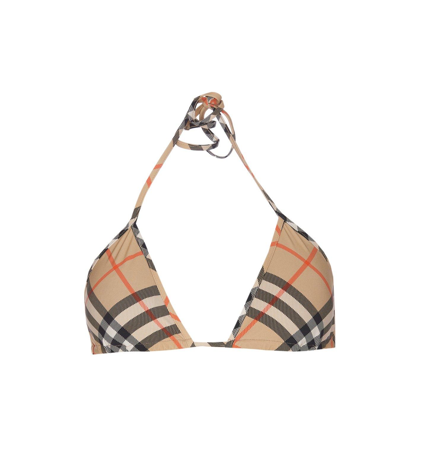 Check-pattern Halterneck Bikini Top
