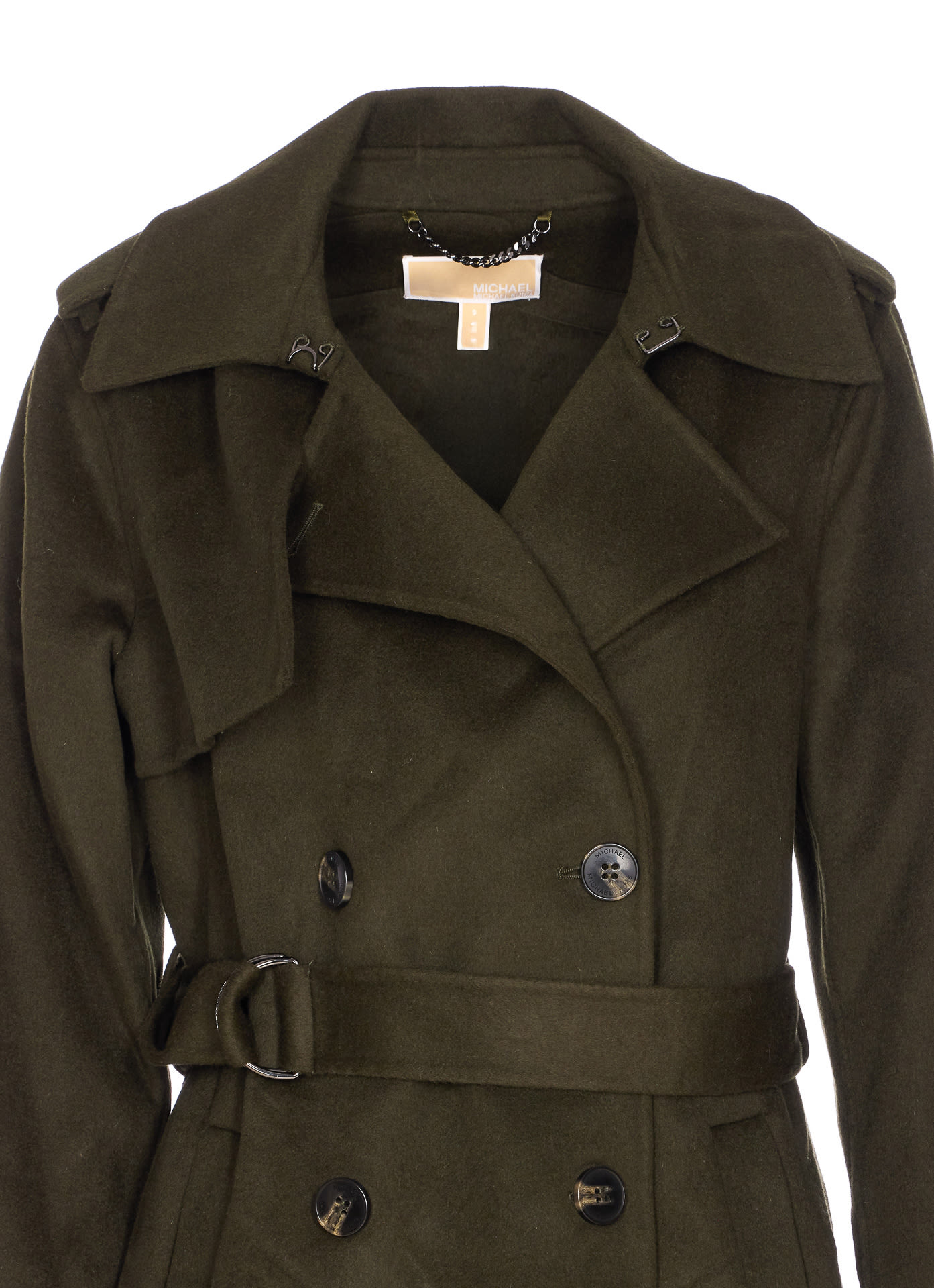 Michael Kors Long Double-breasted Brown Wool Coat With Belt In Brown