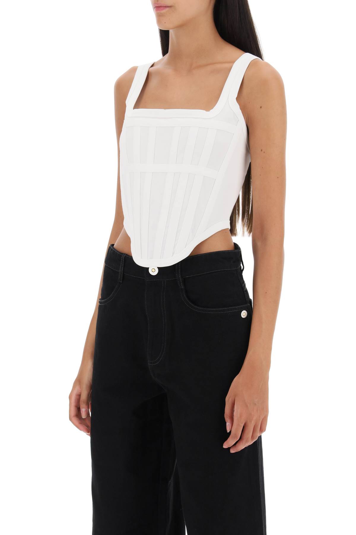 Shop Dion Lee Corset Top In Jersey In Ivory (white)