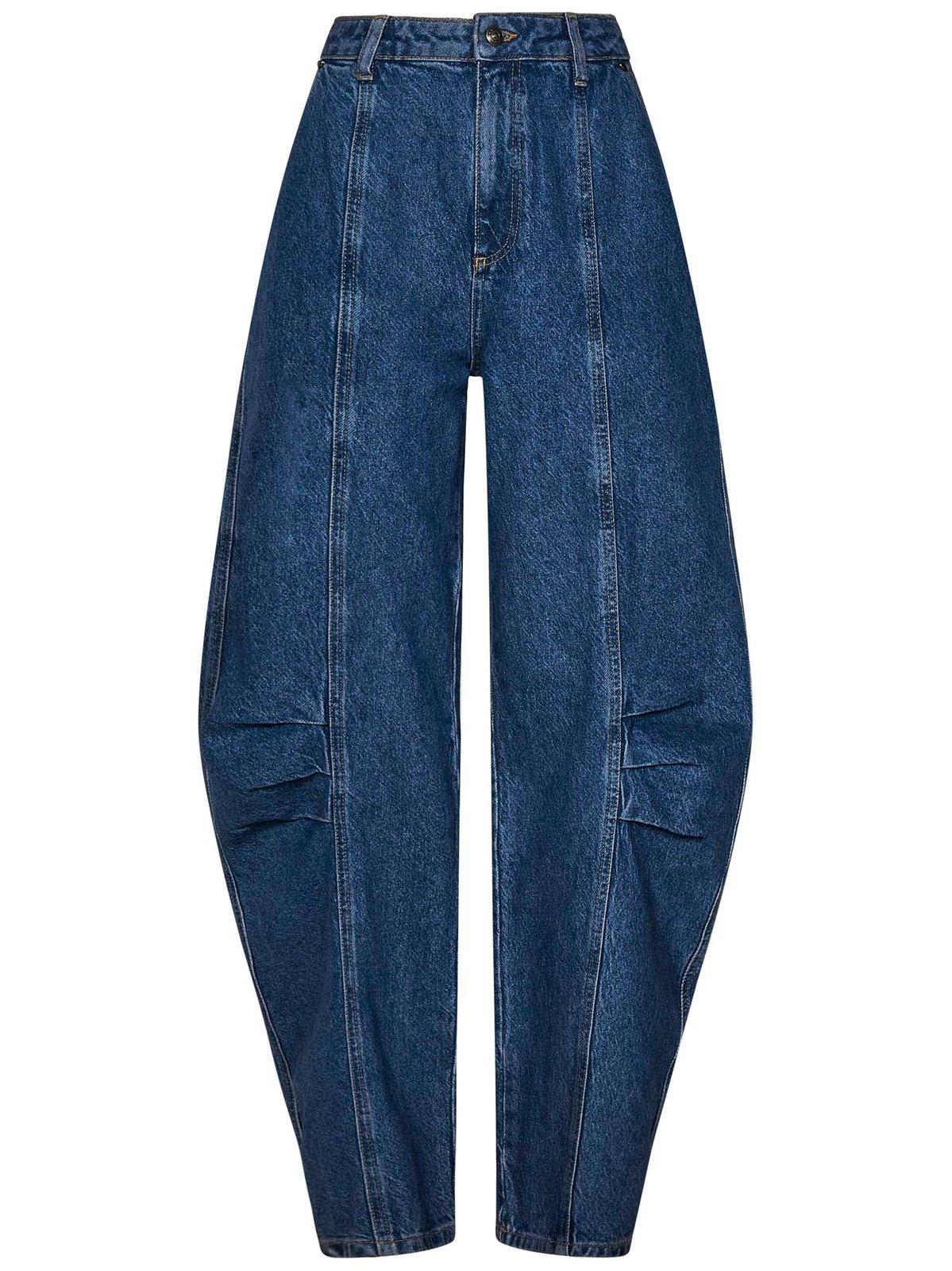 ROTATE BIRGER CHRISTENSEN LOGO-APPLIQUÉ TAPERED LEG JEANS 