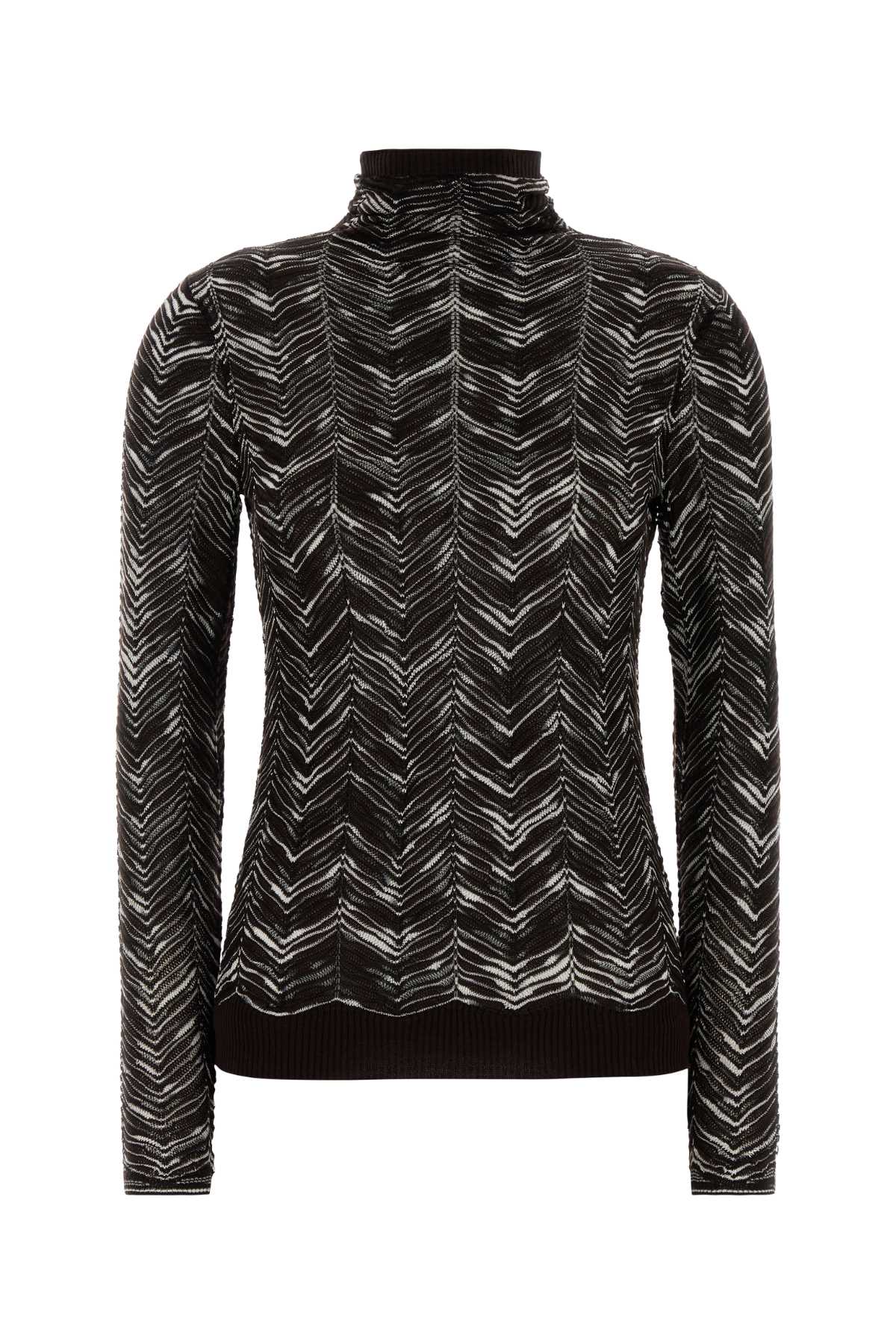 Missoni Chevron Pattern Knit Sweater With Mock Neck In Multi