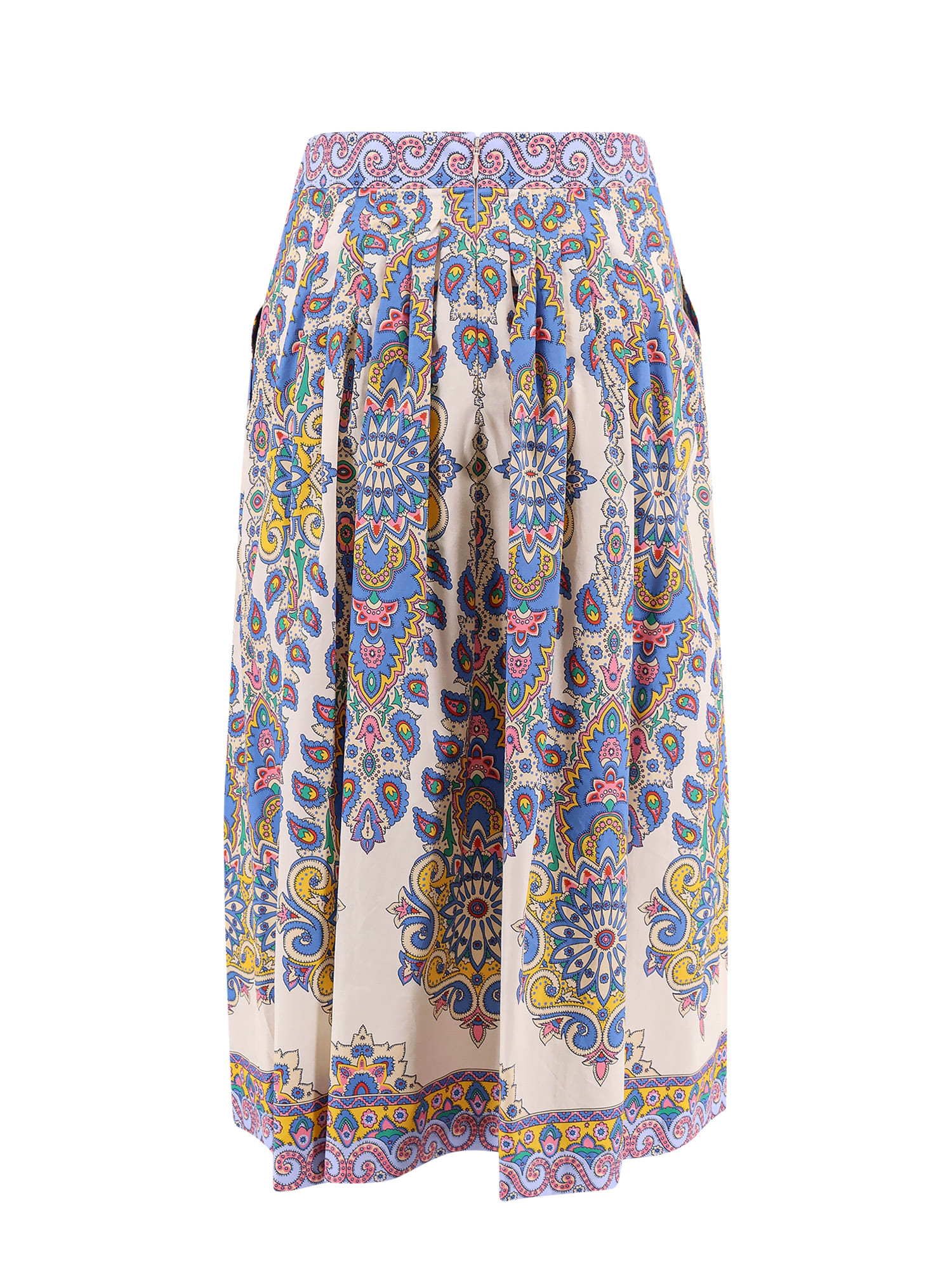 Shop Etro Cotton Skirt With Multicolor Print In Beige