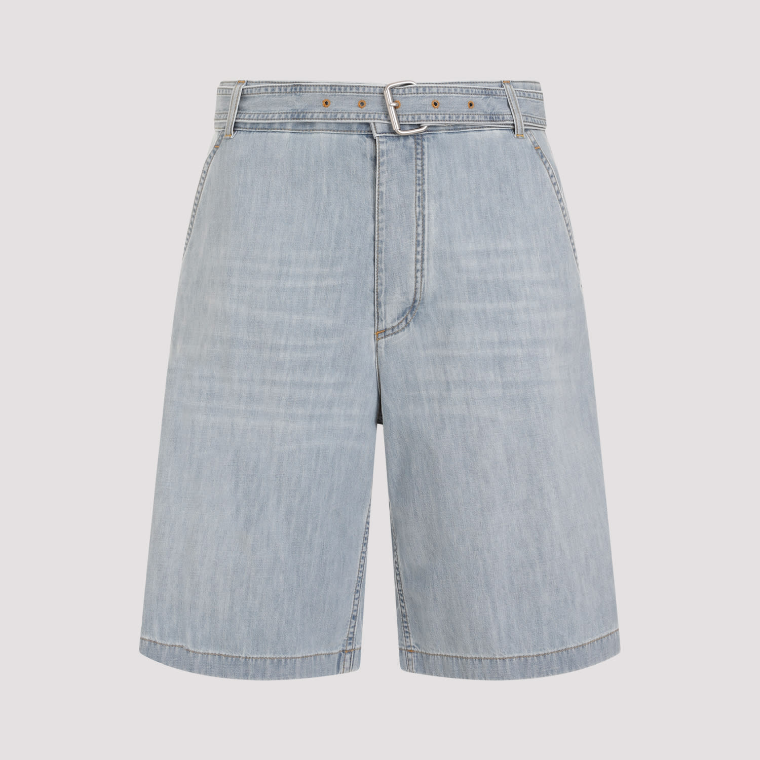 Shop Bottega Veneta Denim Shorts In Light Bleach