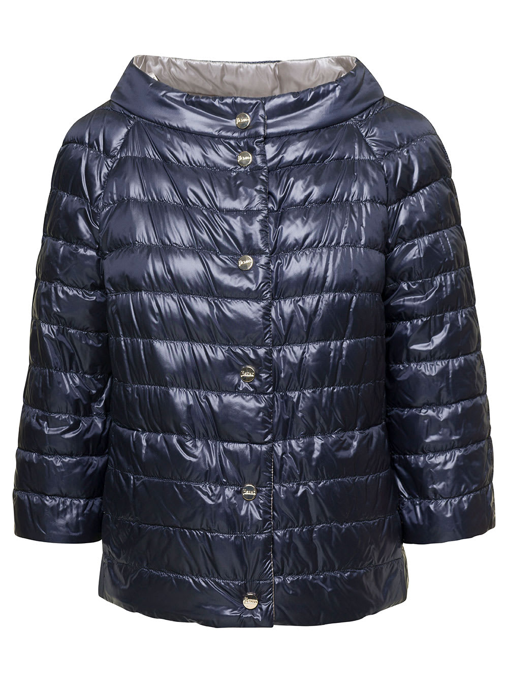 Herno Blue Padded Reversible  Jacket In Polyamide Woman